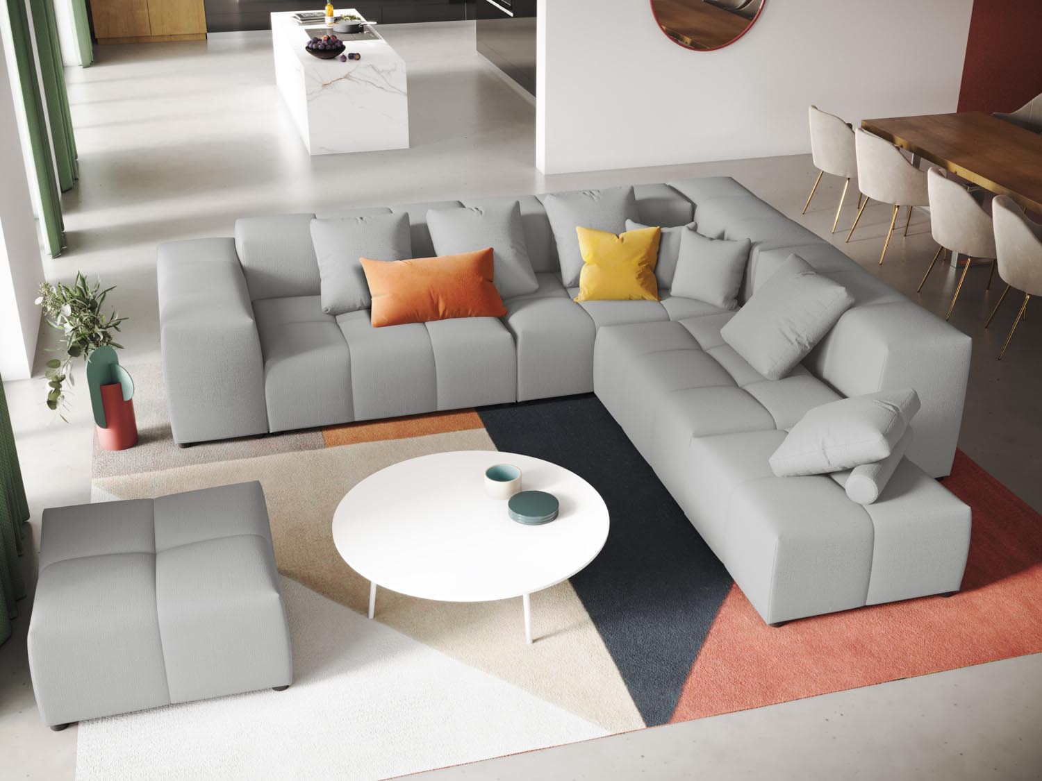 Rome Modular Reversible Ecksofa 7 Sitzer in Light Grey-Babel präsentiert im Onlineshop von KAQTU Design AG. Ecksofa ist von Cosmopolitan Design