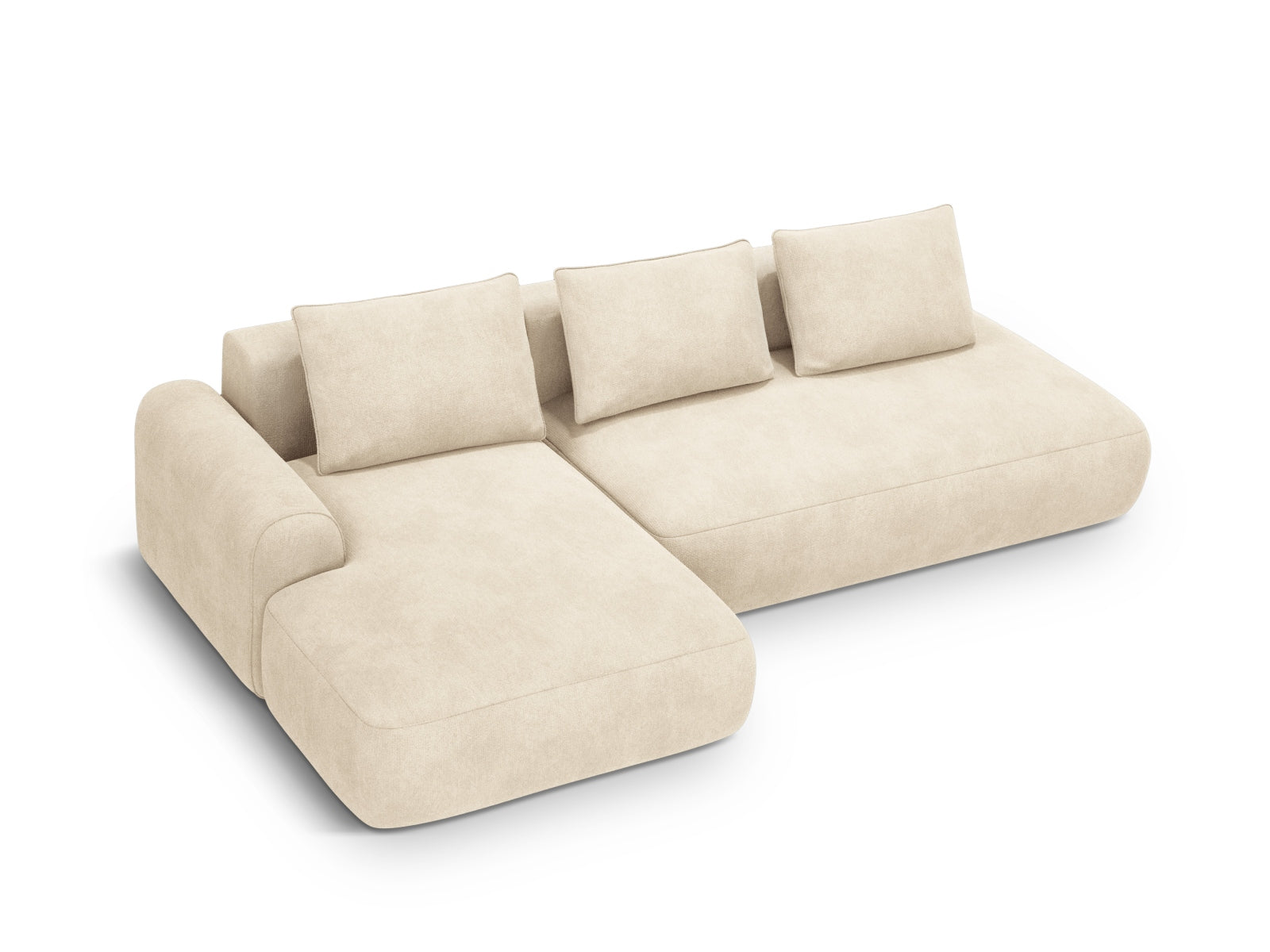 5-Sitzer Ecksofa links mit Schlaffunktion und Stauraum Calma in Light Beige-Vogue präsentiert im Onlineshop von KAQTU Design AG. Bettsofa links ist von Cosmopolitan Design