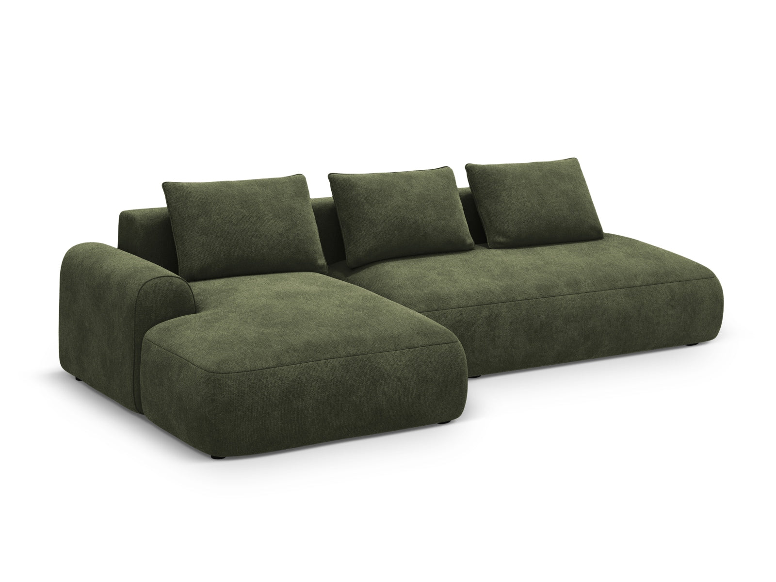 Elegantes 5-Sitzer Ecksofa links in Green-Vogue mit Schlaffunktion und praktischem Stauraum, ideal für modernes Wohnen.