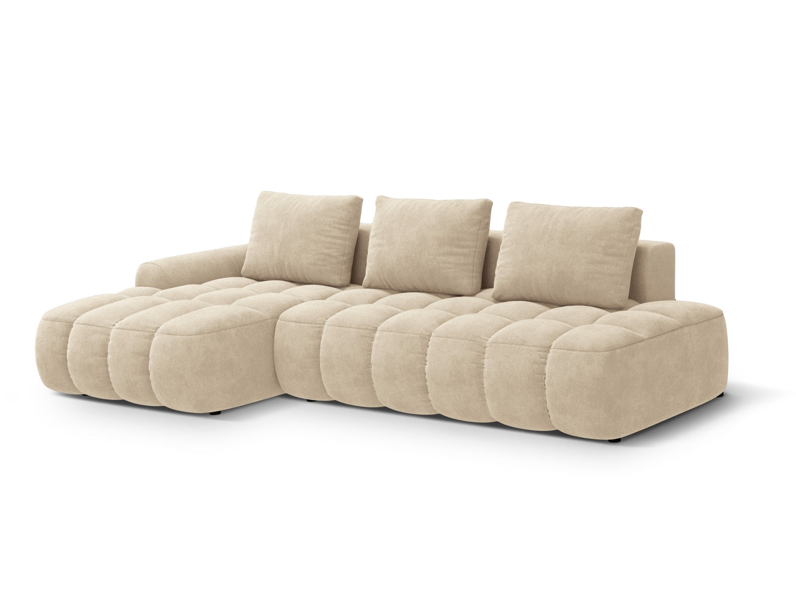 Stylisches Linz Ecksofa mit offener linker Seite, 3-Sitzer, ideal für Schlafkomfort und praktischen Stauraum.