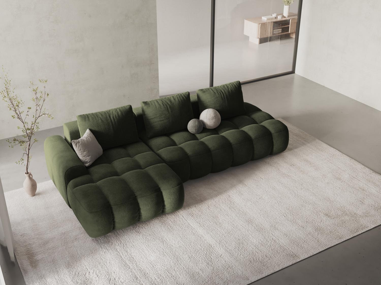 Modernes Linz Ecksofa mit offener Seite links, 3-Sitzer, bietet Schlafgelegenheit und praktischen Stauraum für Ihr Zuhause.