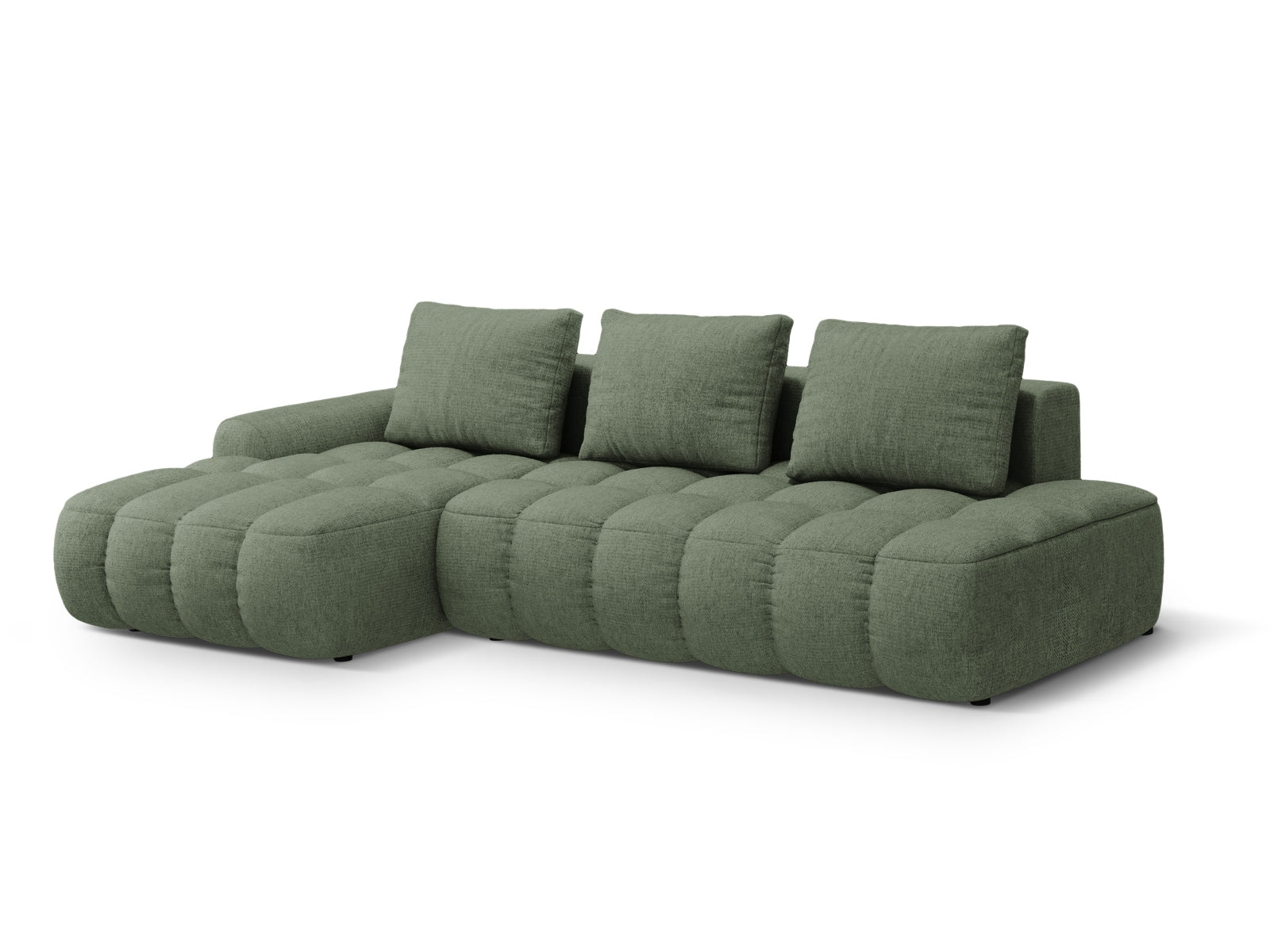 Stylisches Linz Ecksofa mit offener linker Seite, 3-Sitzer, bietet Schlaffunktion und Stauraum, ideal für kleine Räume und gemütliche Abende.