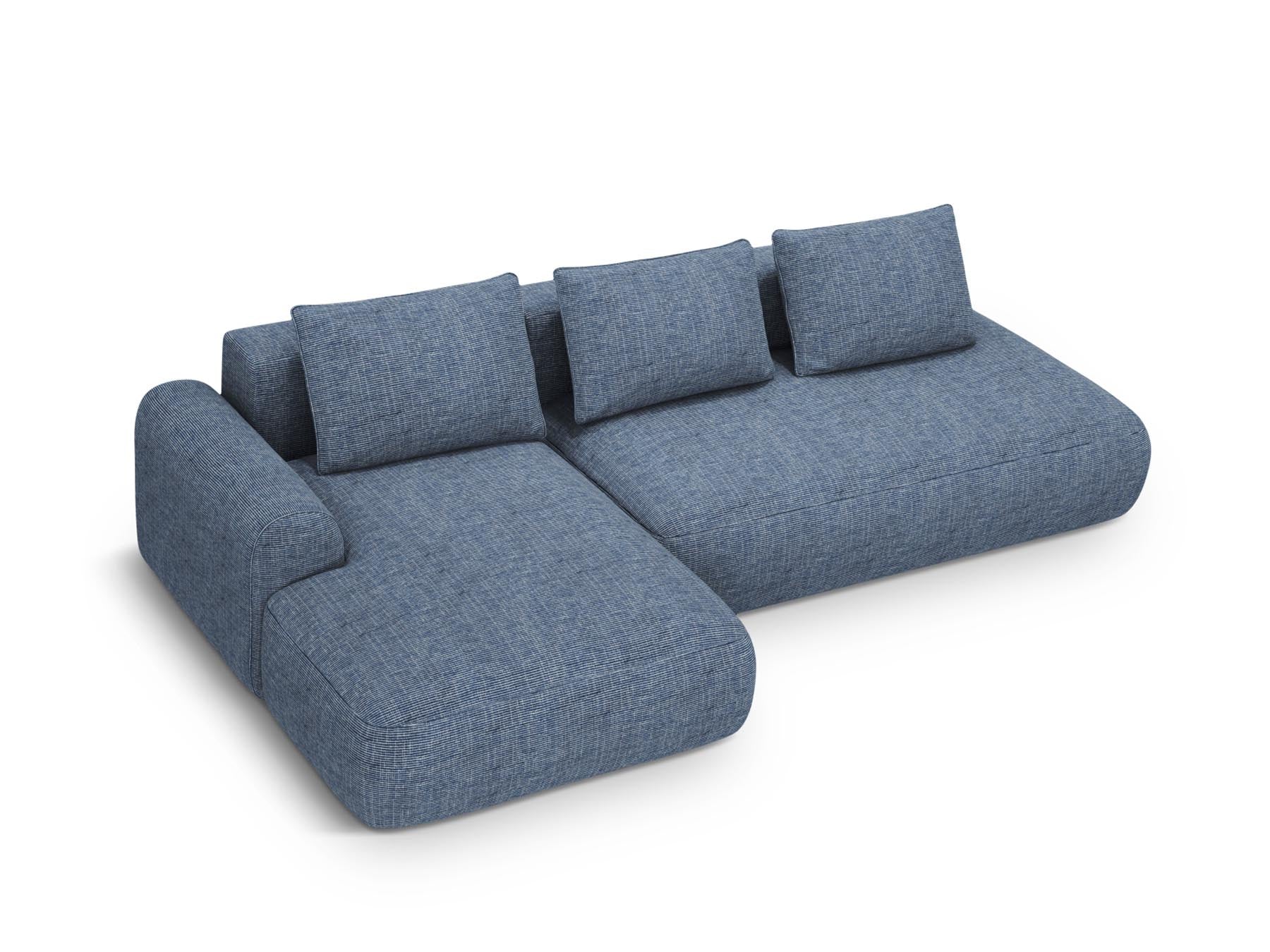 5-Sitzer Ecksofa links mit Schlaffunktion und Stauraum Calma in Blue Melange-Baltimore präsentiert im Onlineshop von KAQTU Design AG. Bettsofa links ist von Cosmopolitan Design