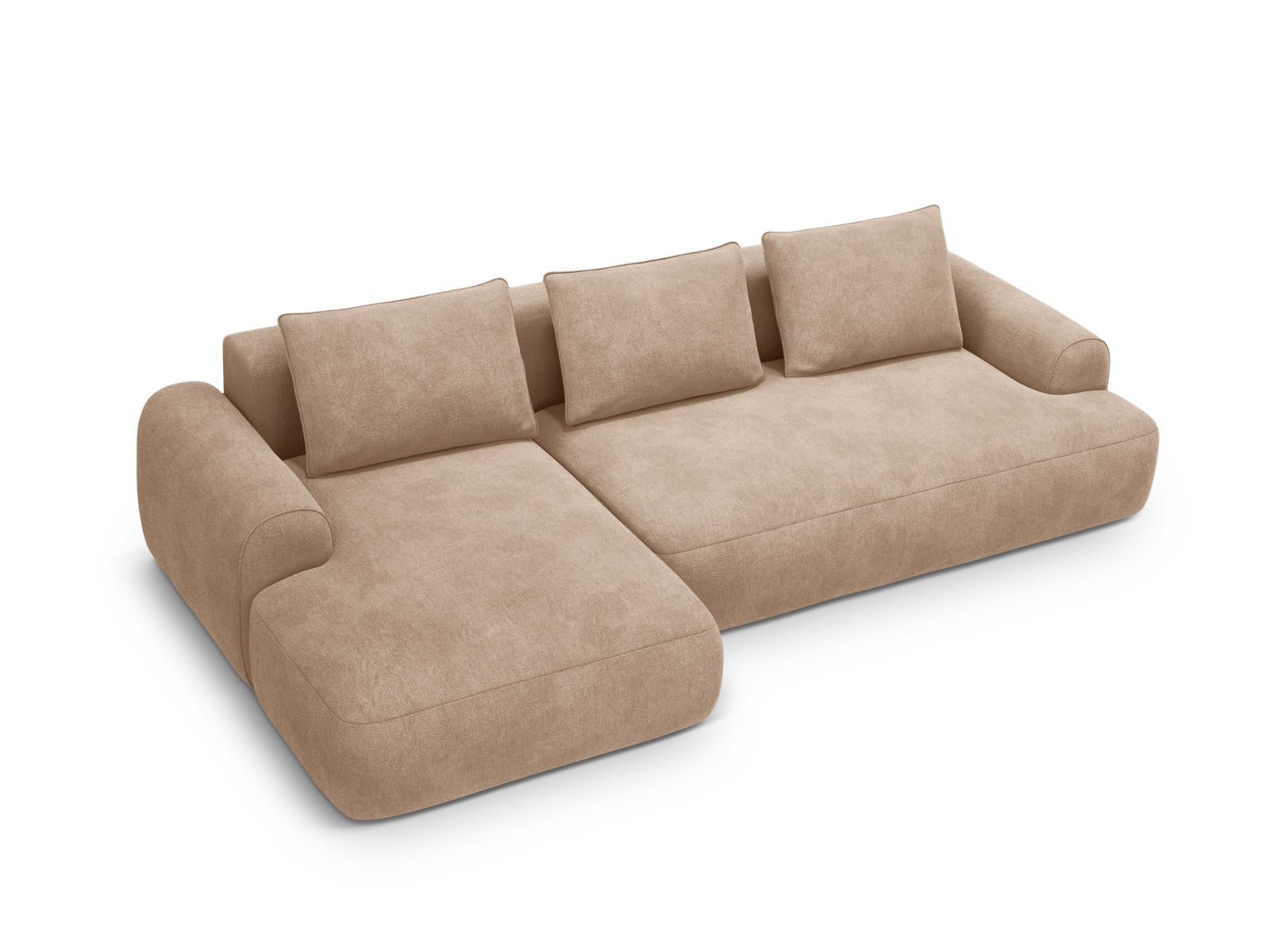 3-Sitzer Ecksofa links mit Schlaffunktion und Stauraum Calma in Dark Beige-Vogue präsentiert im Onlineshop von KAQTU Design AG. Bettsofa links ist von Cosmopolitan Design