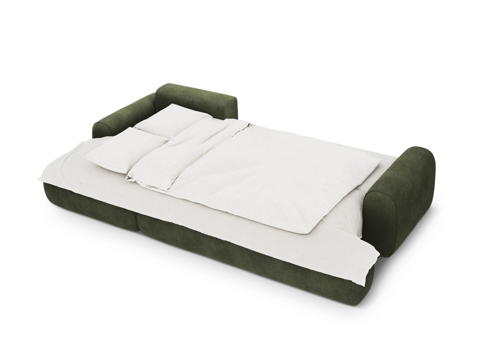 Modernes 3-Sitzer Ecksofa links Calma in Green-Vogue, ideal für Gästeübernachtungen und mit praktischem Stauraum, von Cosmopolitan Design.