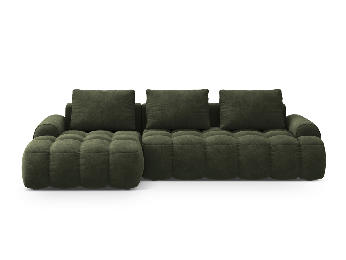 Linz Ecksofa links mit Schlaffunktion und Stauraumbox 3 Sitzer 142cm in Green-Vogue präsentiert im Onlineshop von KAQTU Design AG. Bettsofa links ist von Cosmopolitan Design