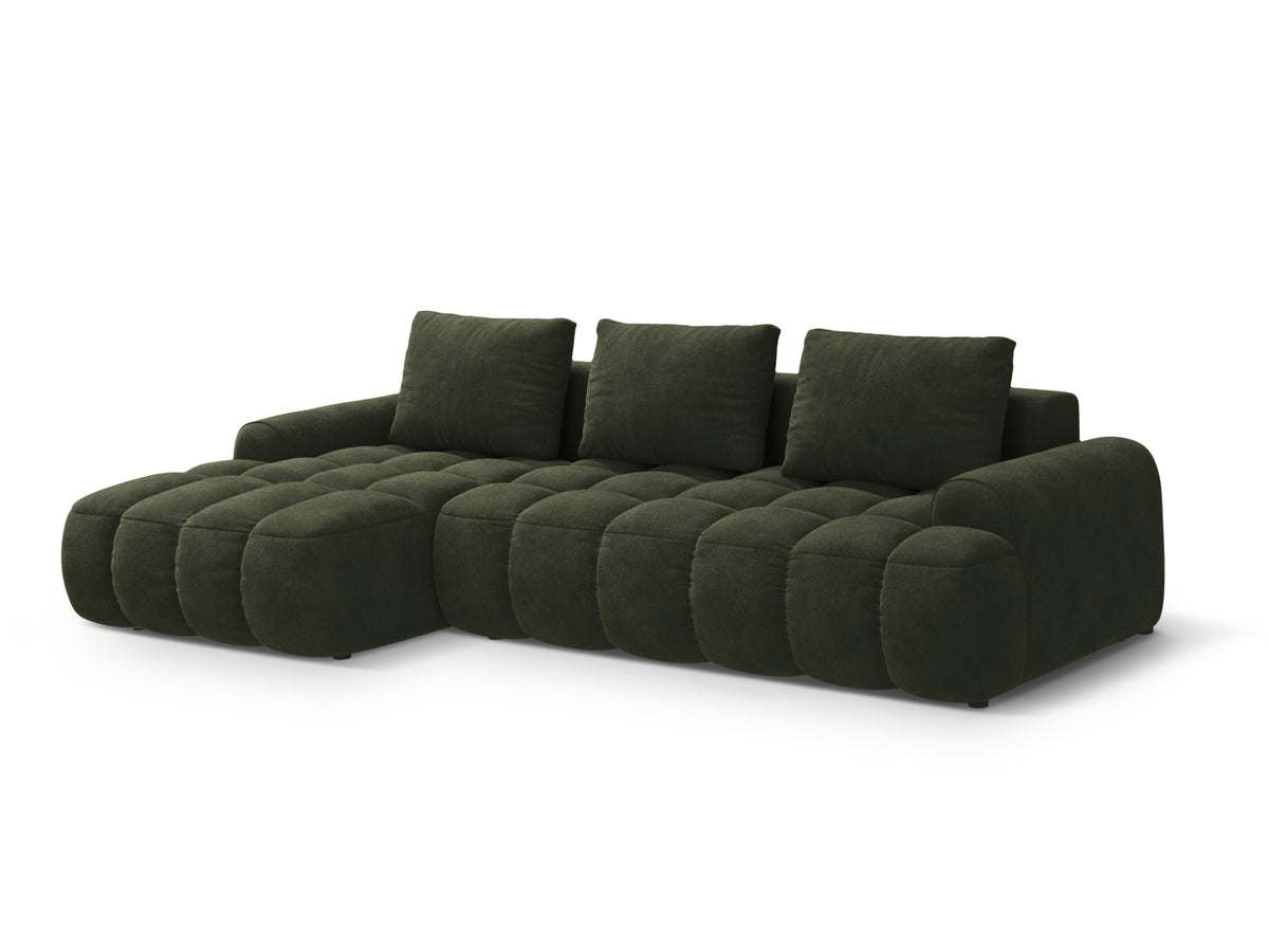 Linz Ecksofa links mit Schlaffunktion und Stauraumbox 3 Sitzer 142cm in Green-Vogue präsentiert im Onlineshop von KAQTU Design AG. Bettsofa links ist von Cosmopolitan Design