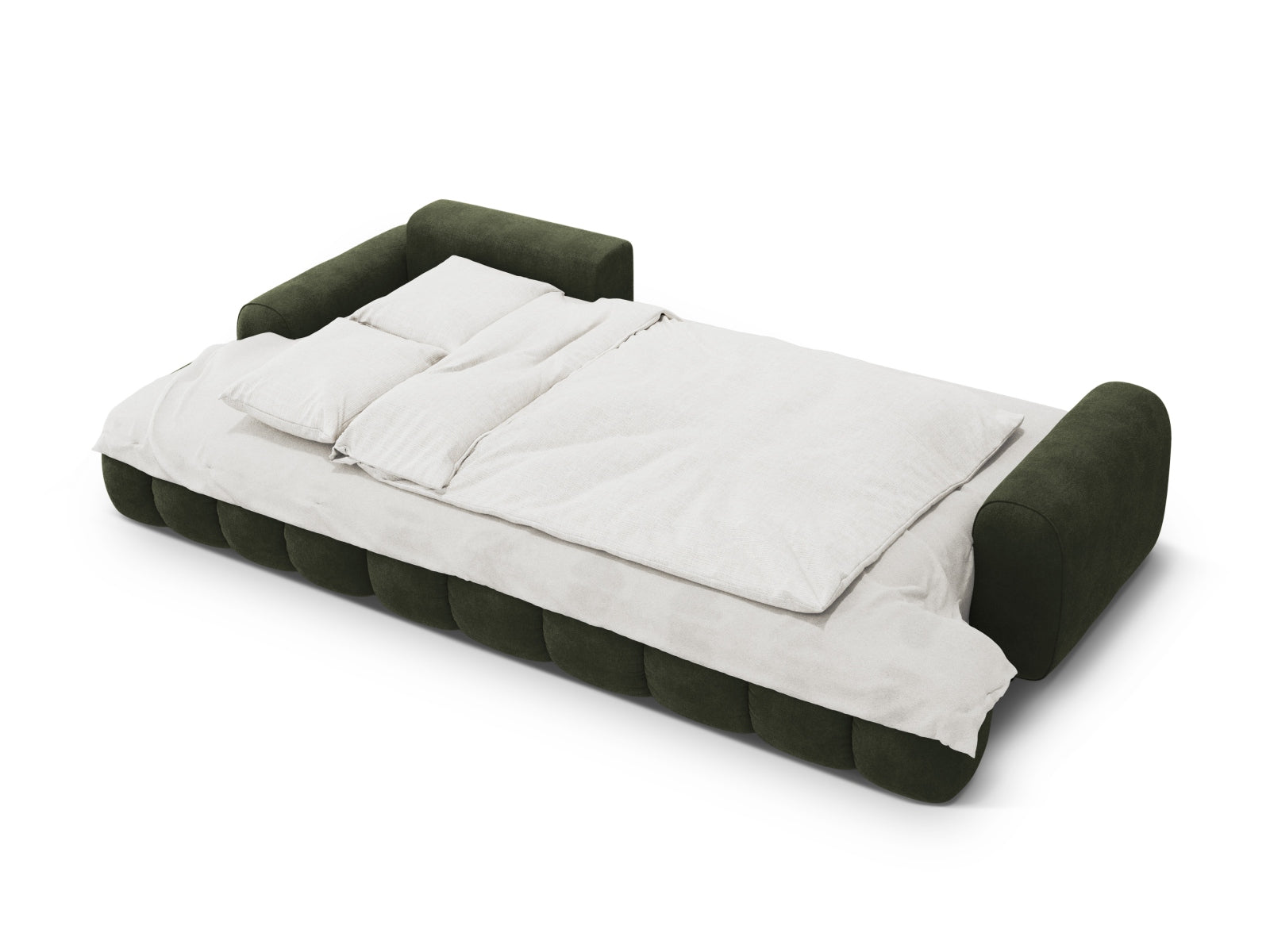 Stylisches Linz Ecksofa links in elegantem Green-Vogue, 3-Sitzer mit cleverer Schlaffunktion und zusätzlichem Stauraum für mehr Komfort.