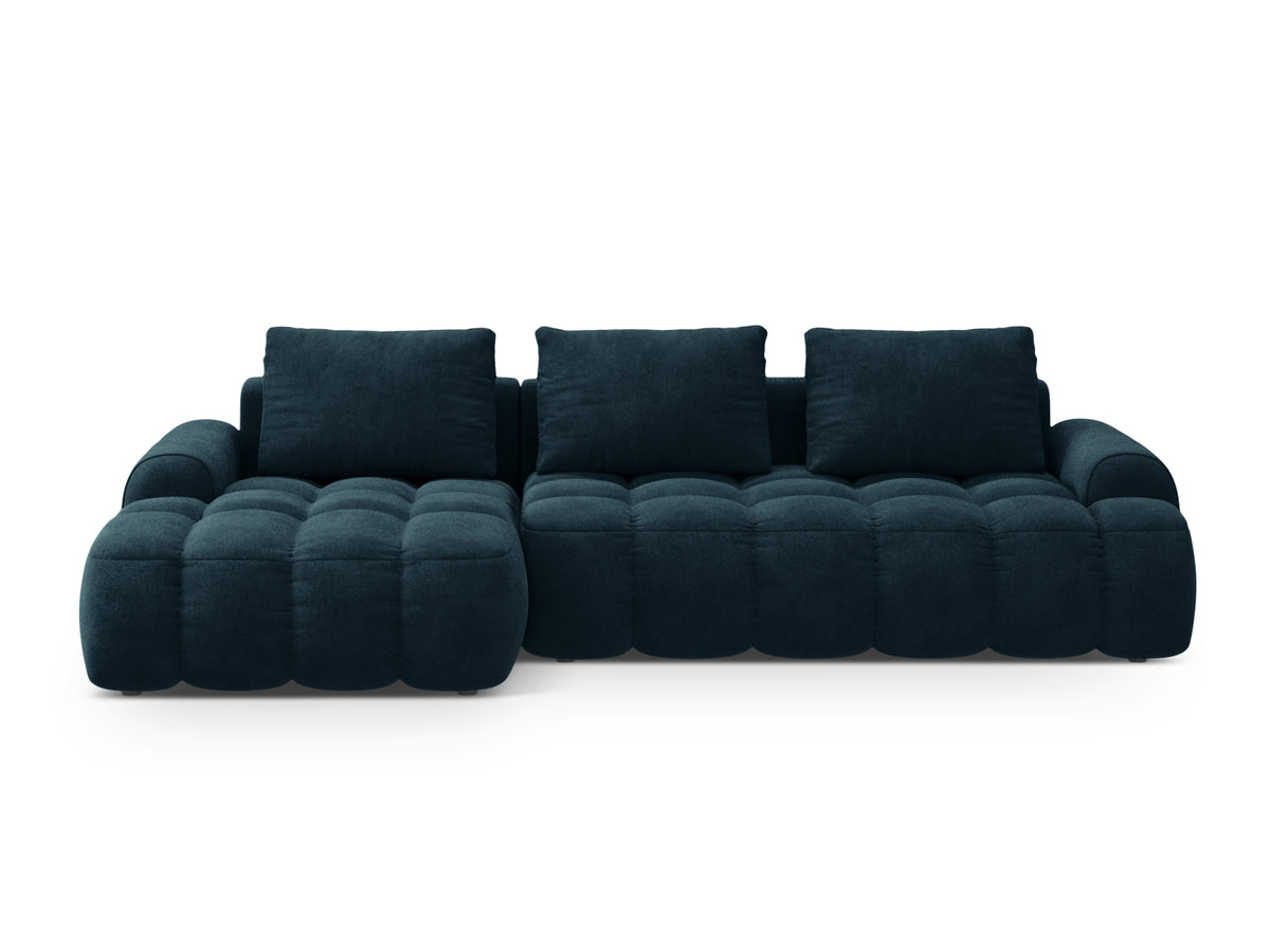 Linz Ecksofa links mit Schlaffunktion und Stauraumbox 3 Sitzer 142cm in Deep Petrol-Vogue präsentiert im Onlineshop von KAQTU Design AG. Bettsofa links ist von Cosmopolitan Design