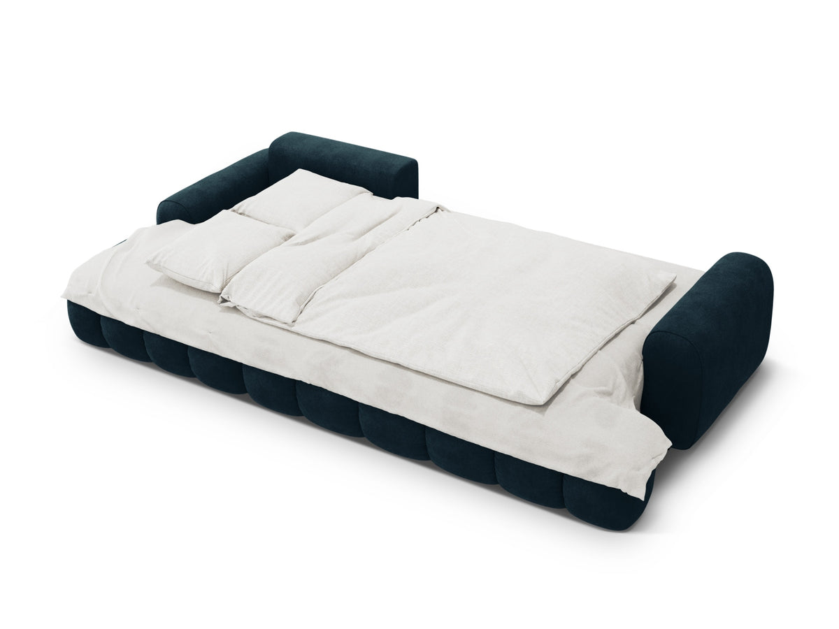 Linz Ecksofa links mit Schlaffunktion und Stauraumbox 3 Sitzer 142cm in Deep Petrol-Vogue präsentiert im Onlineshop von KAQTU Design AG. Bettsofa links ist von Cosmopolitan Design