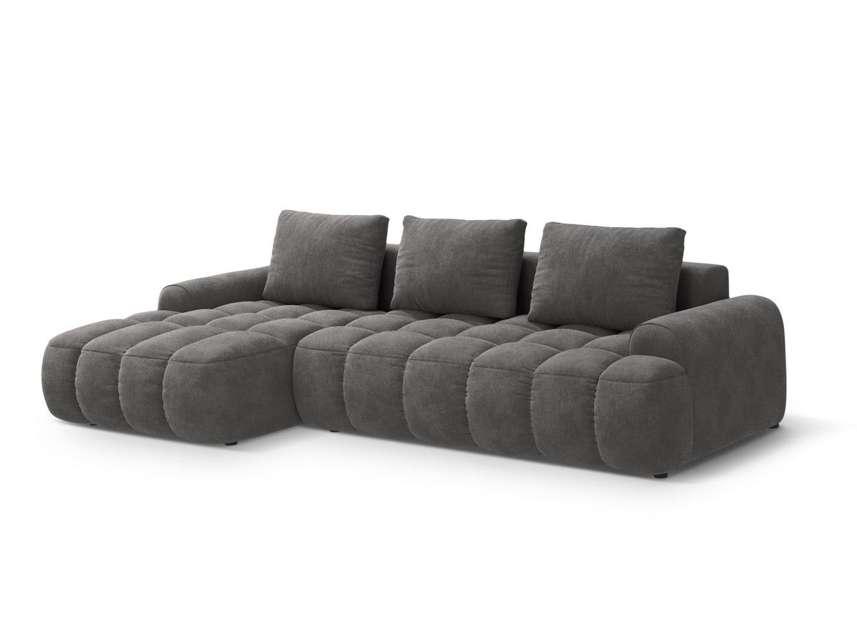 Linz Ecksofa links mit Schlaffunktion und Stauraumbox 3 Sitzer 142cm in Grey-Vogue präsentiert im Onlineshop von KAQTU Design AG. Bettsofa links ist von Cosmopolitan Design