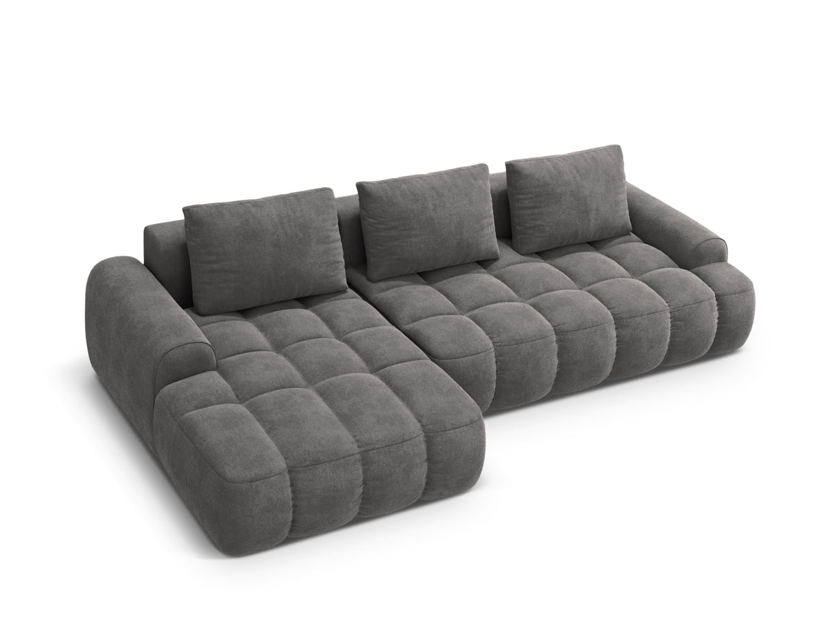 Linz Ecksofa links mit Schlaffunktion und Stauraumbox 3 Sitzer 142cm in Grey-Vogue präsentiert im Onlineshop von KAQTU Design AG. Bettsofa links ist von Cosmopolitan Design