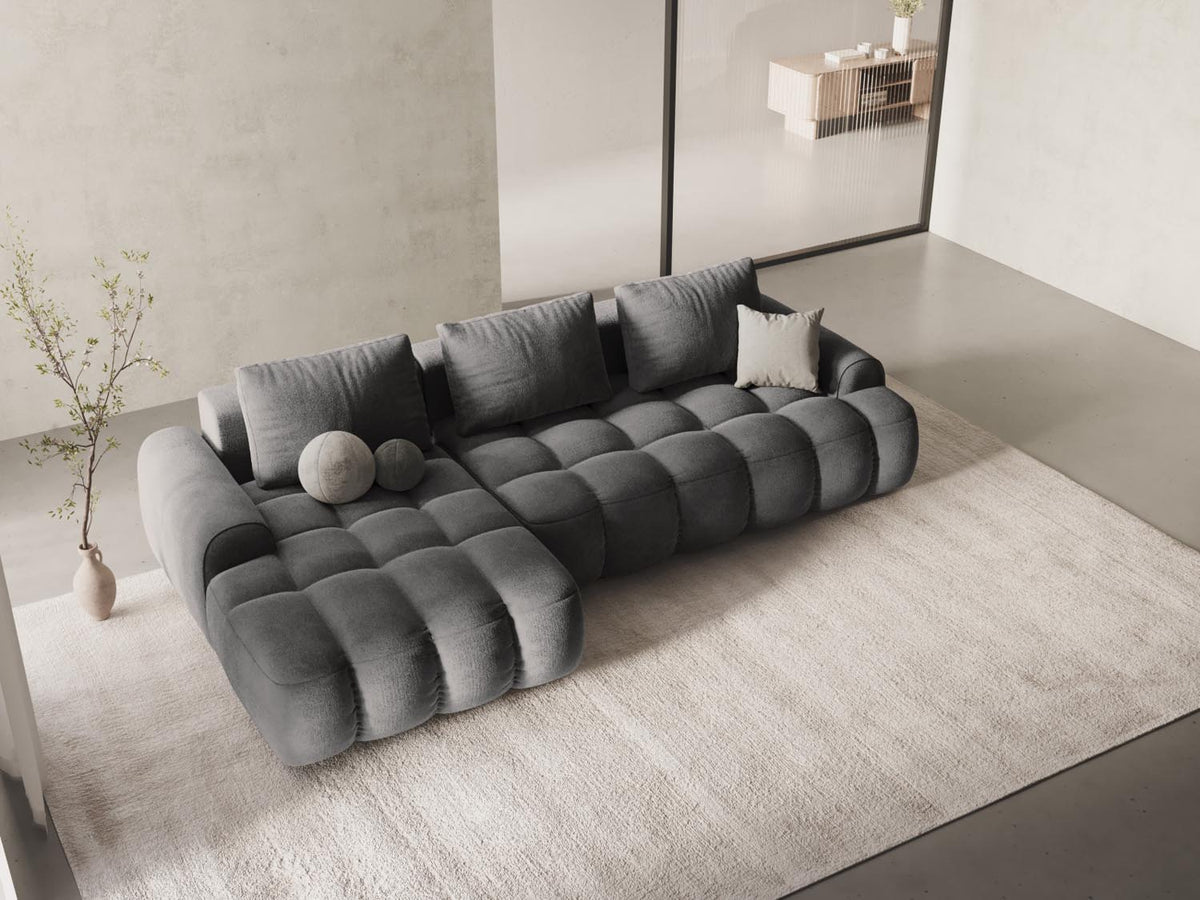 Linz Ecksofa links mit Schlaffunktion und Stauraumbox 3 Sitzer 142cm in Grey-Vogue präsentiert im Onlineshop von KAQTU Design AG. Bettsofa links ist von Cosmopolitan Design