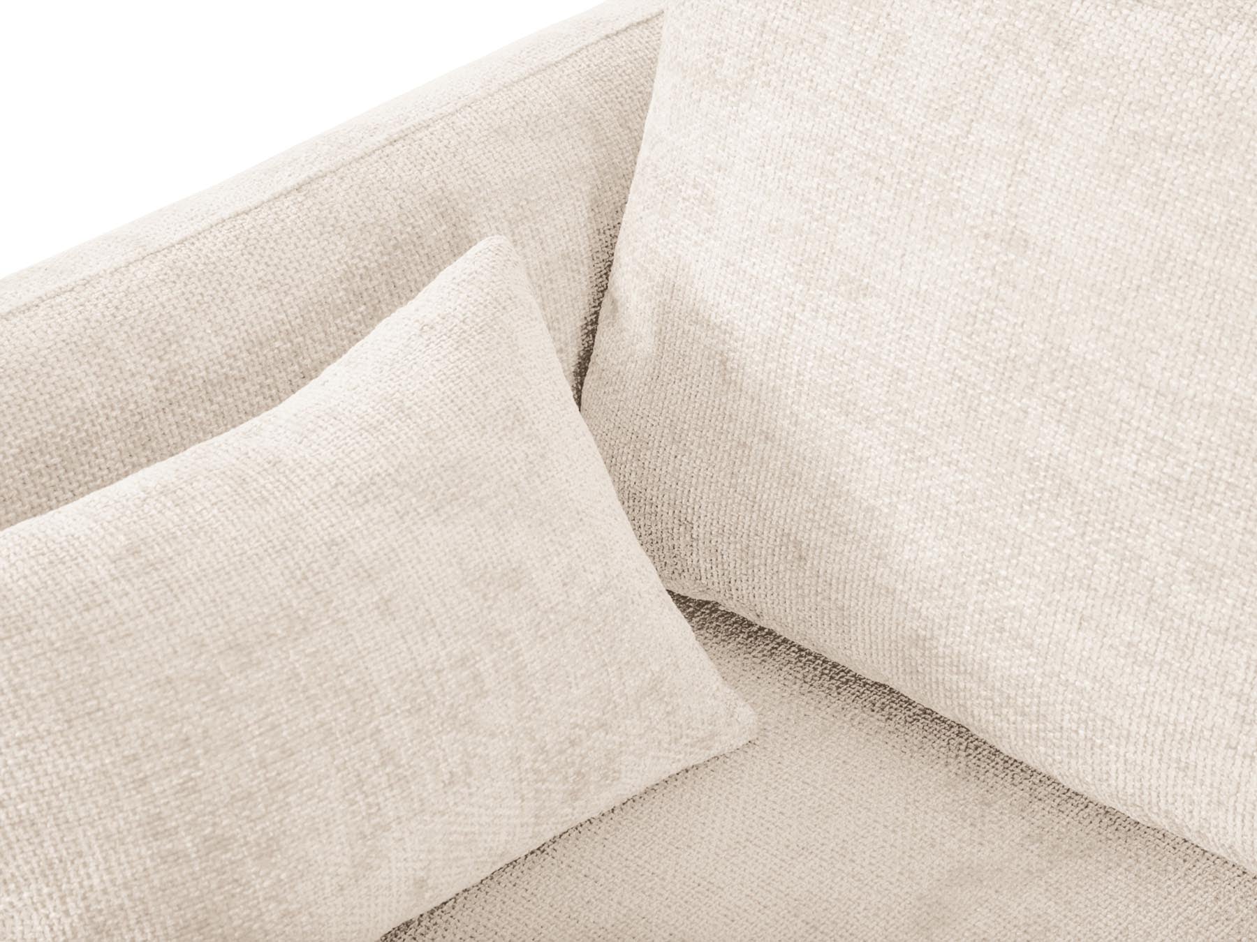 Stylisches 4-Sitzer Ecksofa Matera in elegantem Beige, perfekt für jedes Wohnzimmer, bietet Schlaffunktion und praktischen Stauraum.