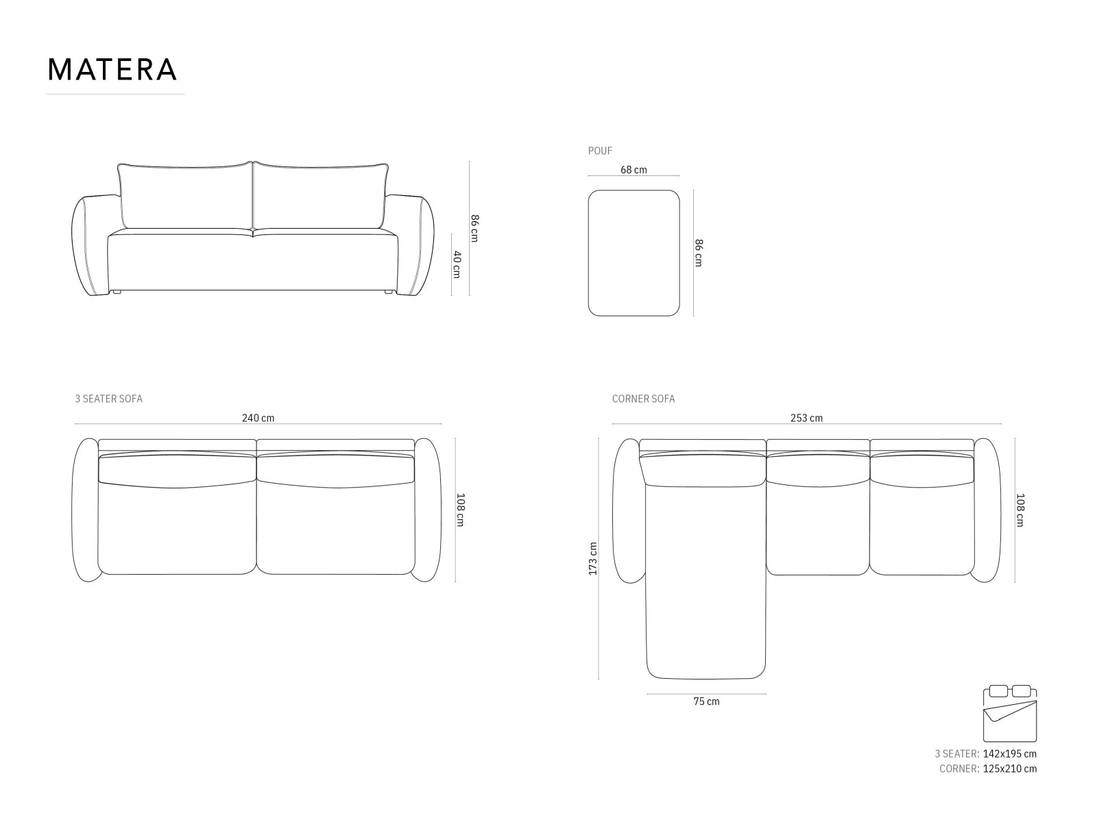 Beige 4-Sitzer Ecksofa Matera von Cosmopolitan Design, ideal für Wohnräume, mit Schlaffunktion und Stauraum für zusätzlichen Komfort.