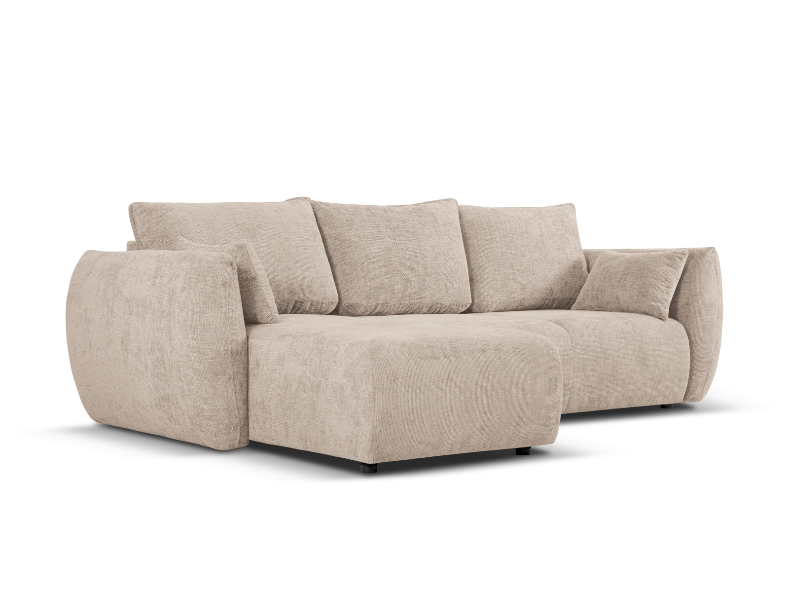 Beige 4-Sitzer Ecksofa Matera von Cosmopolitan Design, stilvolles Bettsofa mit praktischer Schlaffunktion und integriertem Stauraum.