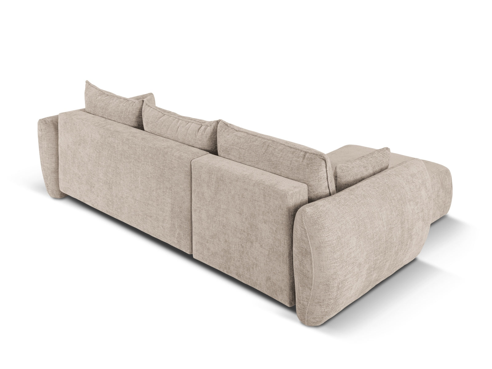 Beige 4-Sitzer Ecksofa Matera von Cosmopolitan Design, stilvolles Sofa mit integrierter Schlaffunktion und praktischem Stauraum für vielseitige Nutzung.