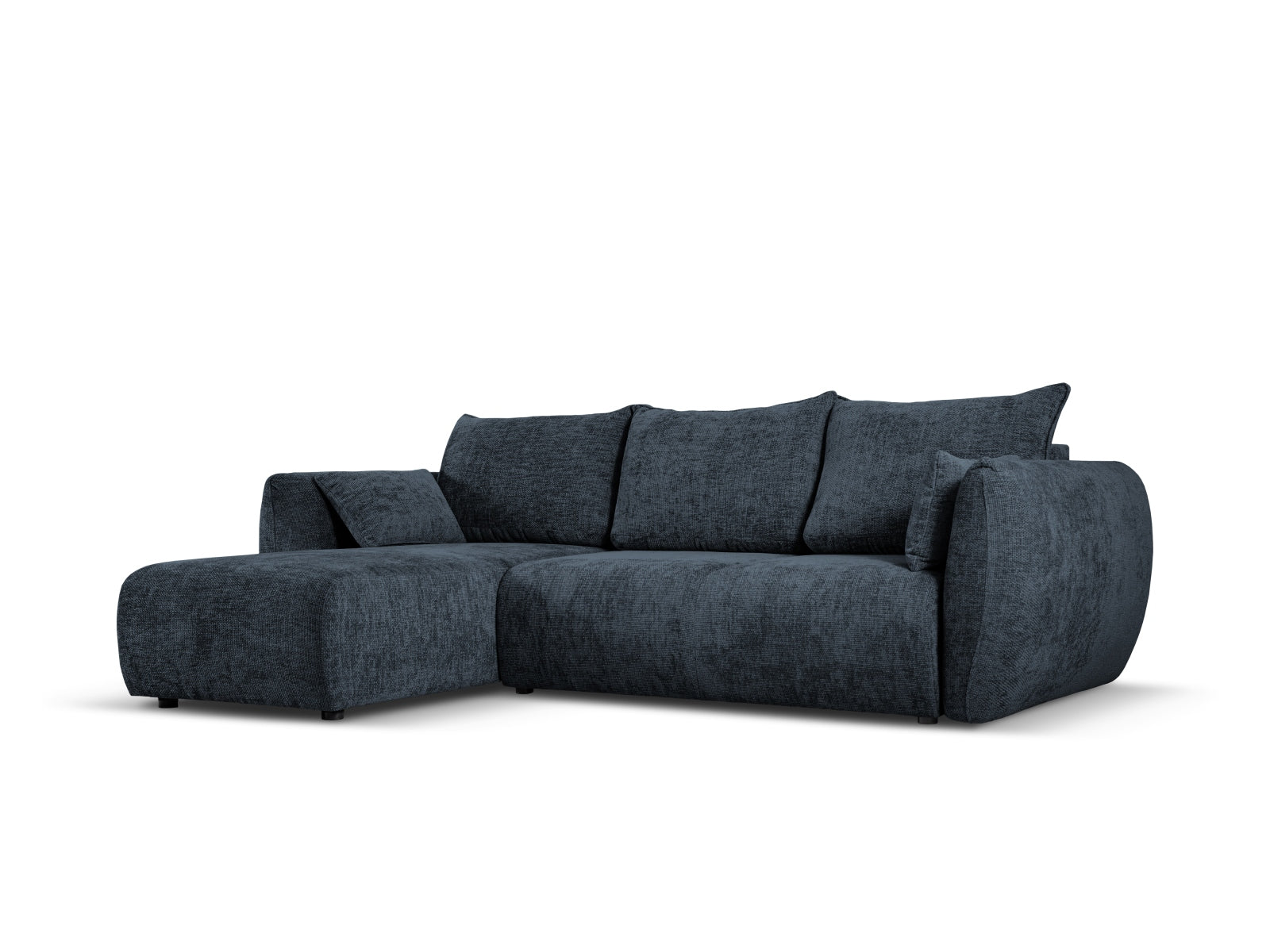 Elegantes 4-Sitzer Ecksofa Matera in Royal Blue mit praktischer Schlaffunktion und Stauraum, ideal für stilvolle Wohnräume.