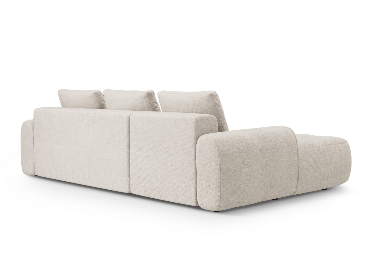Linz Ecksofa links mit Schlaffunktion und Stauraumbox 3 Sitzer 142cm in Beige-Sorella präsentiert im Onlineshop von KAQTU Design AG. Bettsofa links ist von Cosmopolitan Design