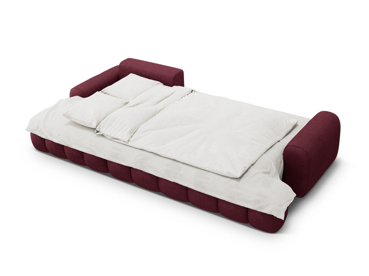 Linz Ecksofa links mit Schlaffunktion und Stauraumbox 3 Sitzer 142cm in Burgundy-Sorella präsentiert im Onlineshop von KAQTU Design AG. Bettsofa links ist von Cosmopolitan Design