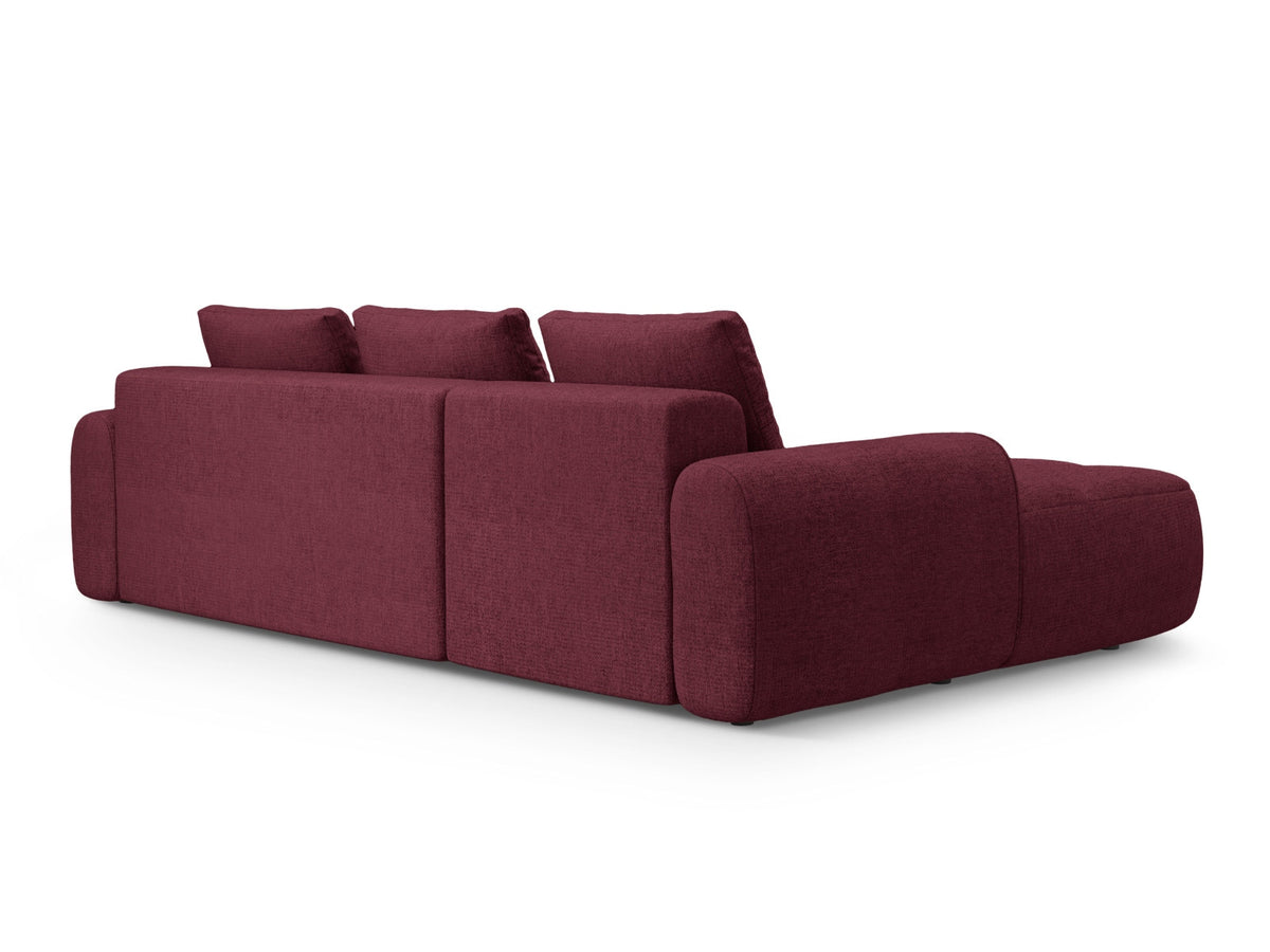 Linz Ecksofa links mit Schlaffunktion und Stauraumbox 3 Sitzer 142cm in Burgundy-Sorella präsentiert im Onlineshop von KAQTU Design AG. Bettsofa links ist von Cosmopolitan Design