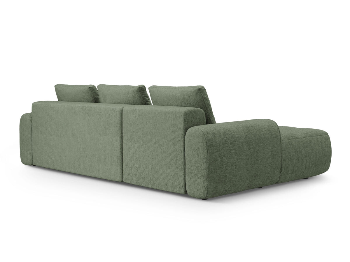 Linz Ecksofa links mit Schlaffunktion und Stauraumbox 3 Sitzer 142cm in Dark Olive Green-Sorella präsentiert im Onlineshop von KAQTU Design AG. Bettsofa links ist von Cosmopolitan Design