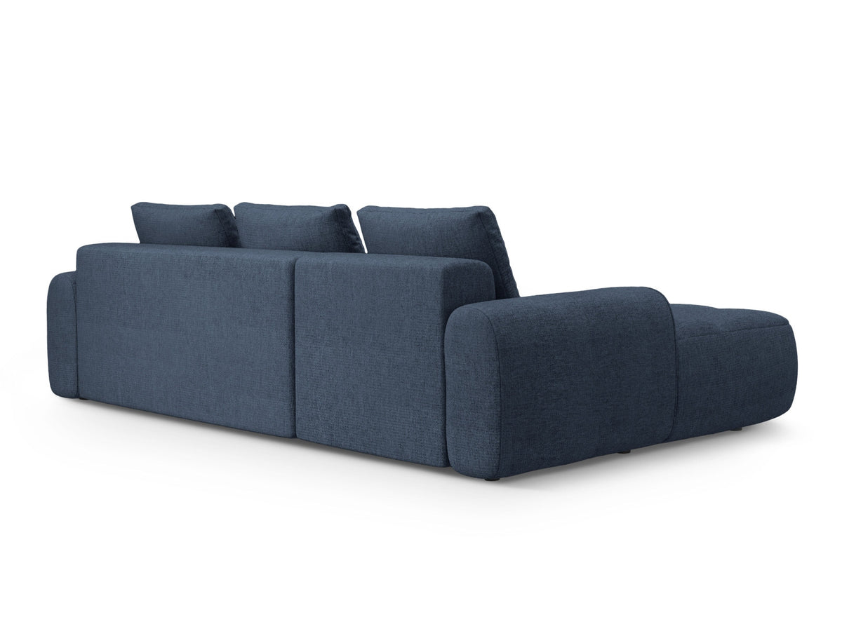 Linz Ecksofa links mit Schlaffunktion und Stauraumbox 3 Sitzer 142cm in Dark Blue-Sorella präsentiert im Onlineshop von KAQTU Design AG. Bettsofa links ist von Cosmopolitan Design