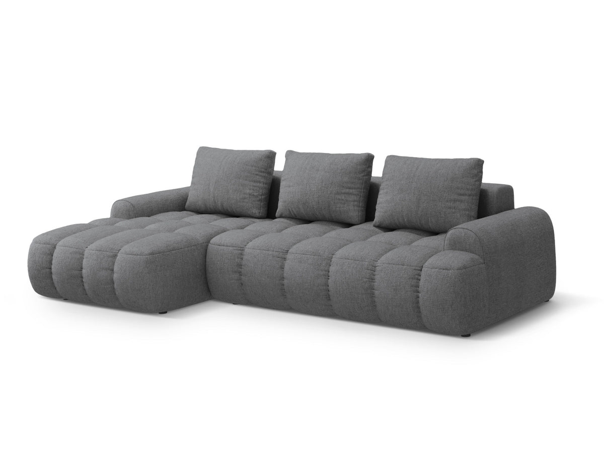 Linz Ecksofa links mit Schlaffunktion und Stauraumbox 3 Sitzer 142cm in Grey-Sorella präsentiert im Onlineshop von KAQTU Design AG. Bettsofa links ist von Cosmopolitan Design