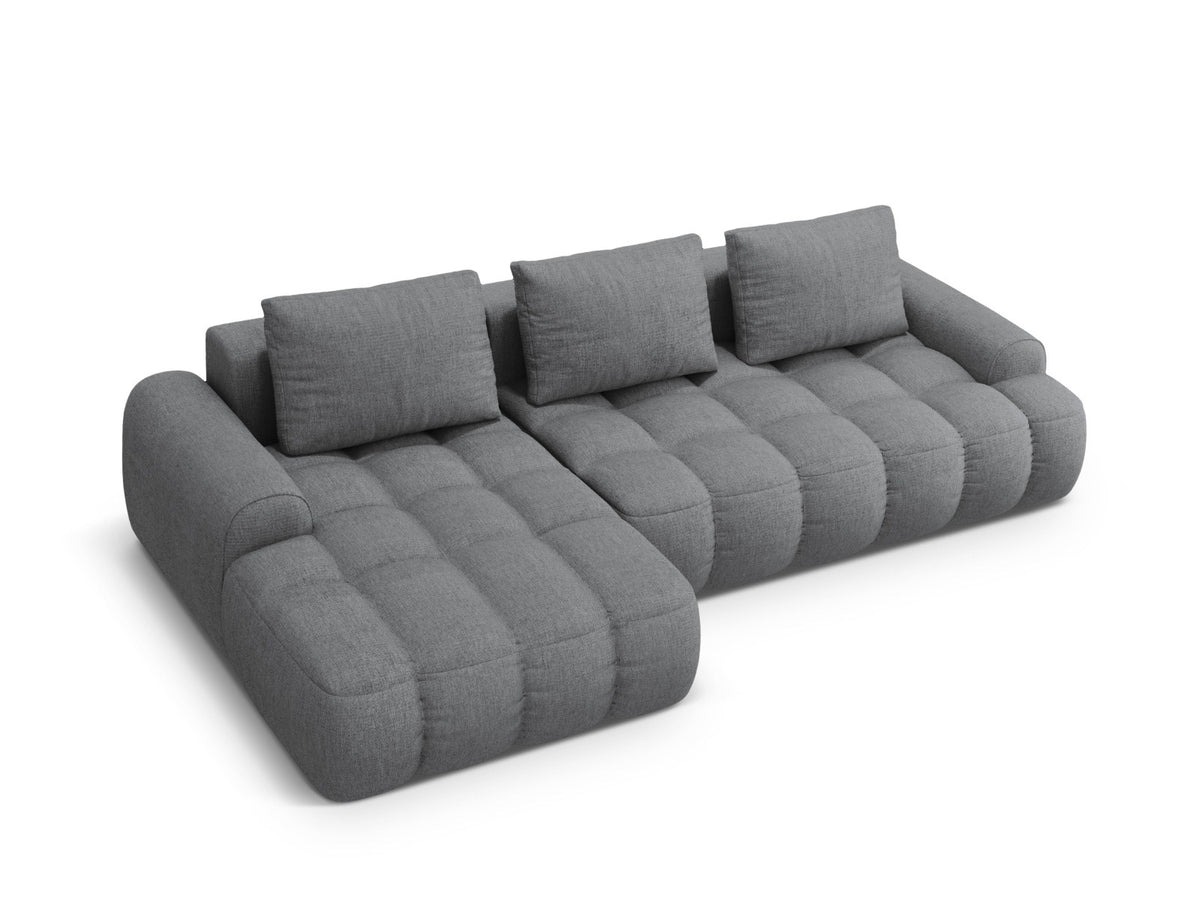 Linz Ecksofa links mit Schlaffunktion und Stauraumbox 3 Sitzer 142cm in Grey-Sorella präsentiert im Onlineshop von KAQTU Design AG. Bettsofa links ist von Cosmopolitan Design