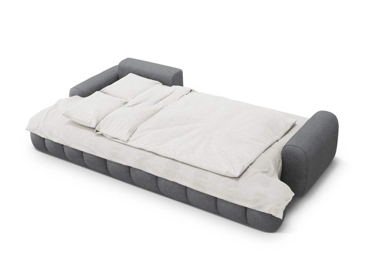 Linz Ecksofa links mit Schlaffunktion und Stauraumbox 3 Sitzer 142cm in Grey-Sorella präsentiert im Onlineshop von KAQTU Design AG. Bettsofa links ist von Cosmopolitan Design