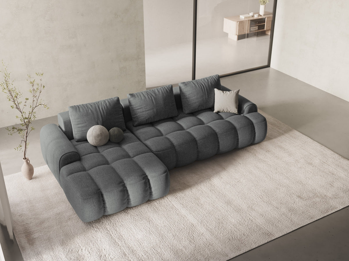 Linz Ecksofa links mit Schlaffunktion und Stauraumbox 3 Sitzer 142cm in Grey-Sorella präsentiert im Onlineshop von KAQTU Design AG. Bettsofa links ist von Cosmopolitan Design