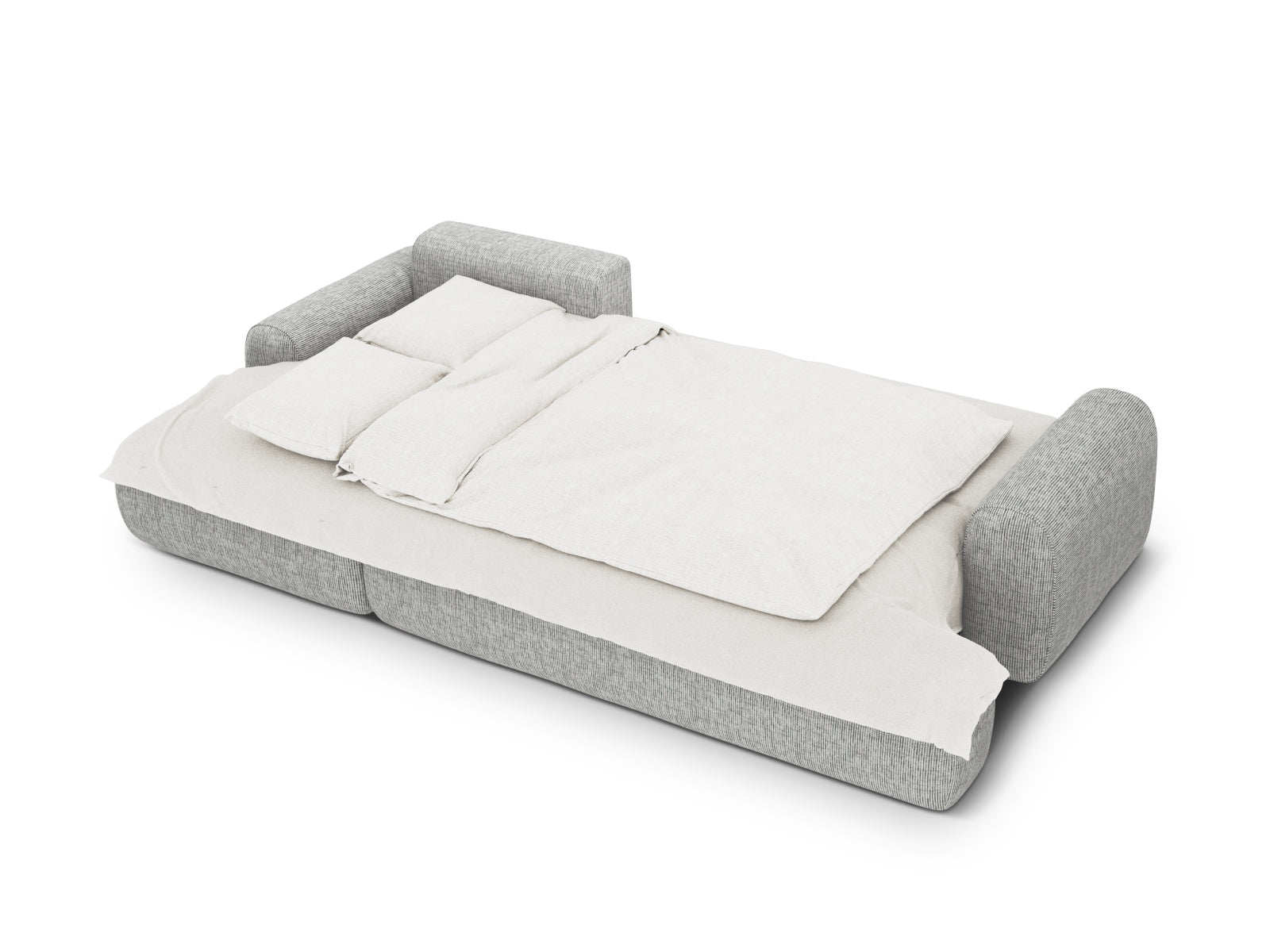 Stylisches 3-Sitzer Ecksofa links Calma in warmem Grau, ideal für gemütliche Abende und mit cleverem Stauraum für mehr Ordnung.
