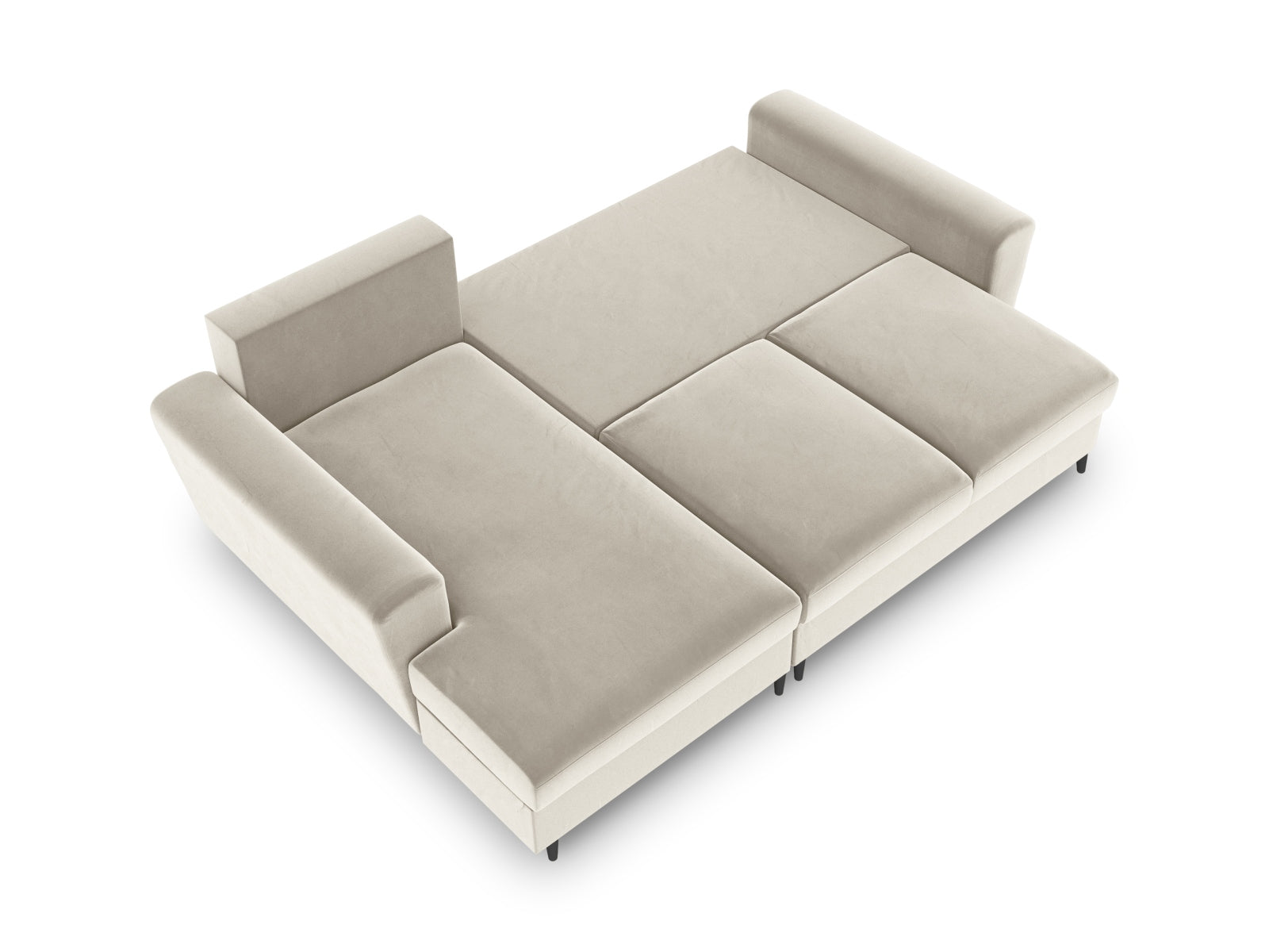 Stylisches Kyoto Ecksofa links in elegantem Beige, 4-Sitzer mit praktischer Schlaffunktion und Stauraum für zusätzlichen Komfort.