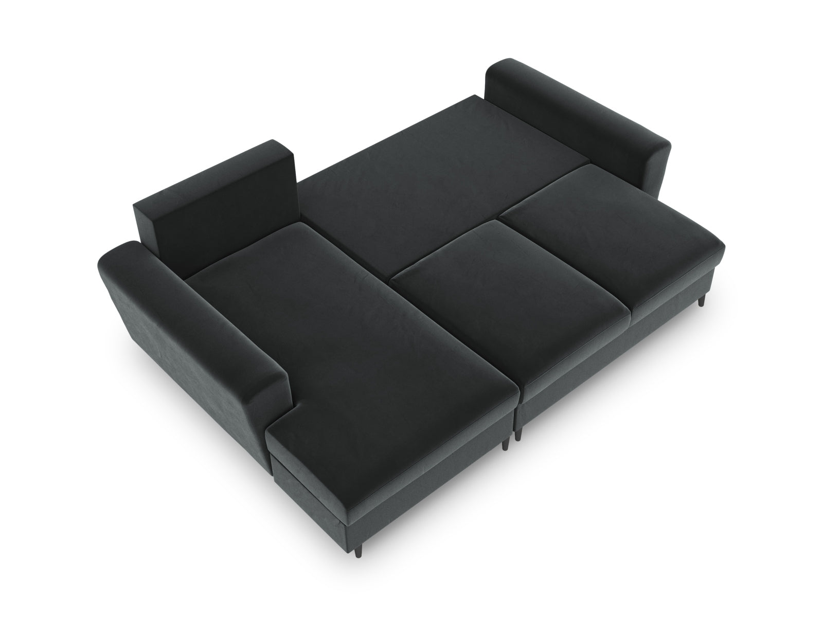 Modernes Kyoto Ecksofa links in edlem Dunkelgrau, 4-Sitzer mit cleverer Schlaffunktion und Stauraum für zusätzlichen Komfort.