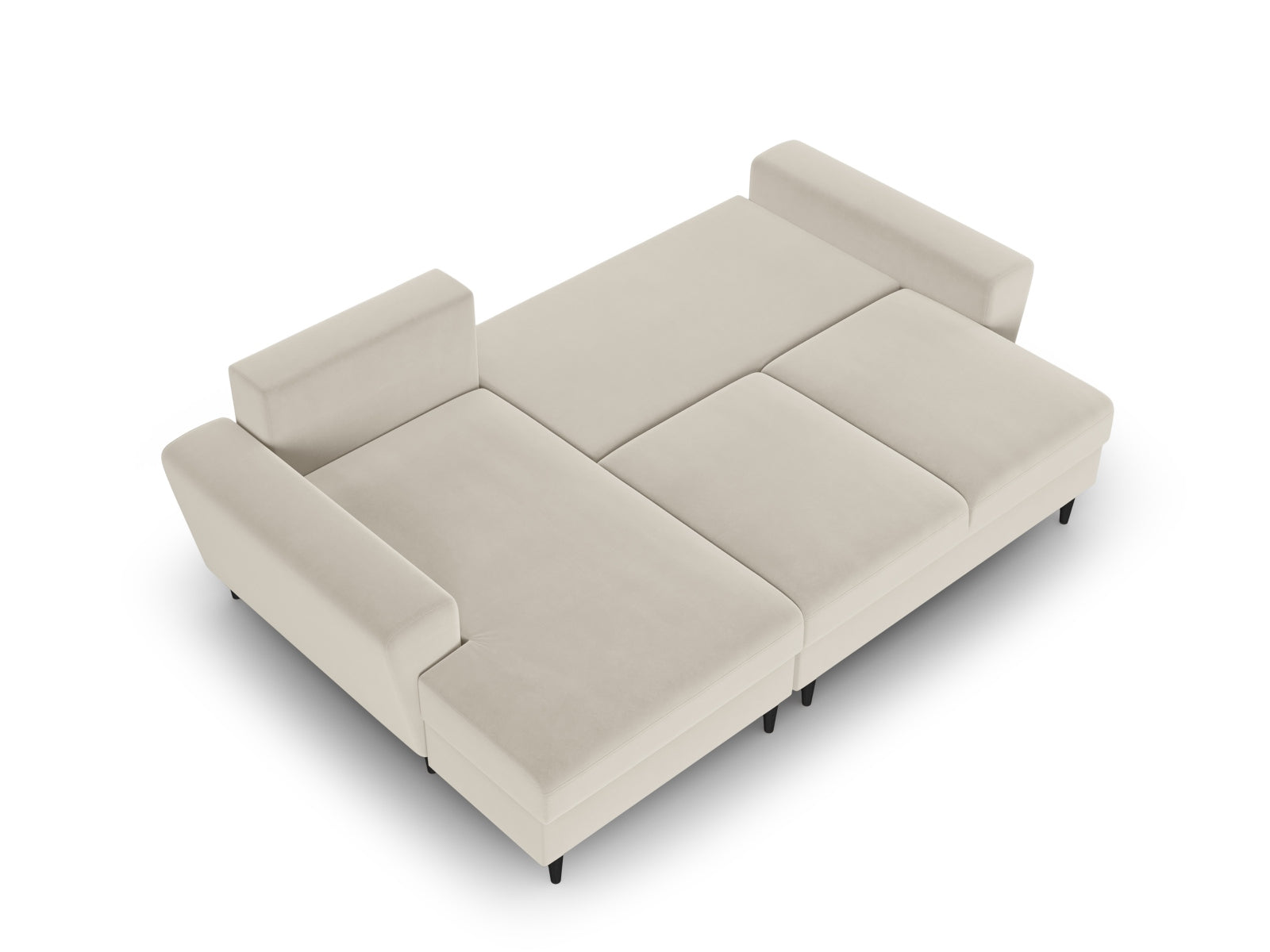 Stylisches Kyoto Ecksofa links in elegantem Beige, 4-Sitzer mit praktischer Schlaffunktion und zusätzlichem Stauraum für optimalen Komfort.