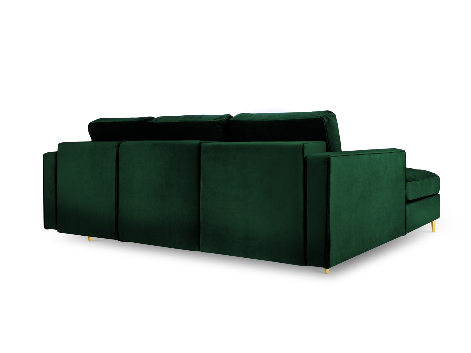 Elegantes 5-Sitzer Ecksofa links Aspen in stilvollem Flaschengrün, ideal für Wohnräume mit Schlaffunktion und praktischem Stauraum.