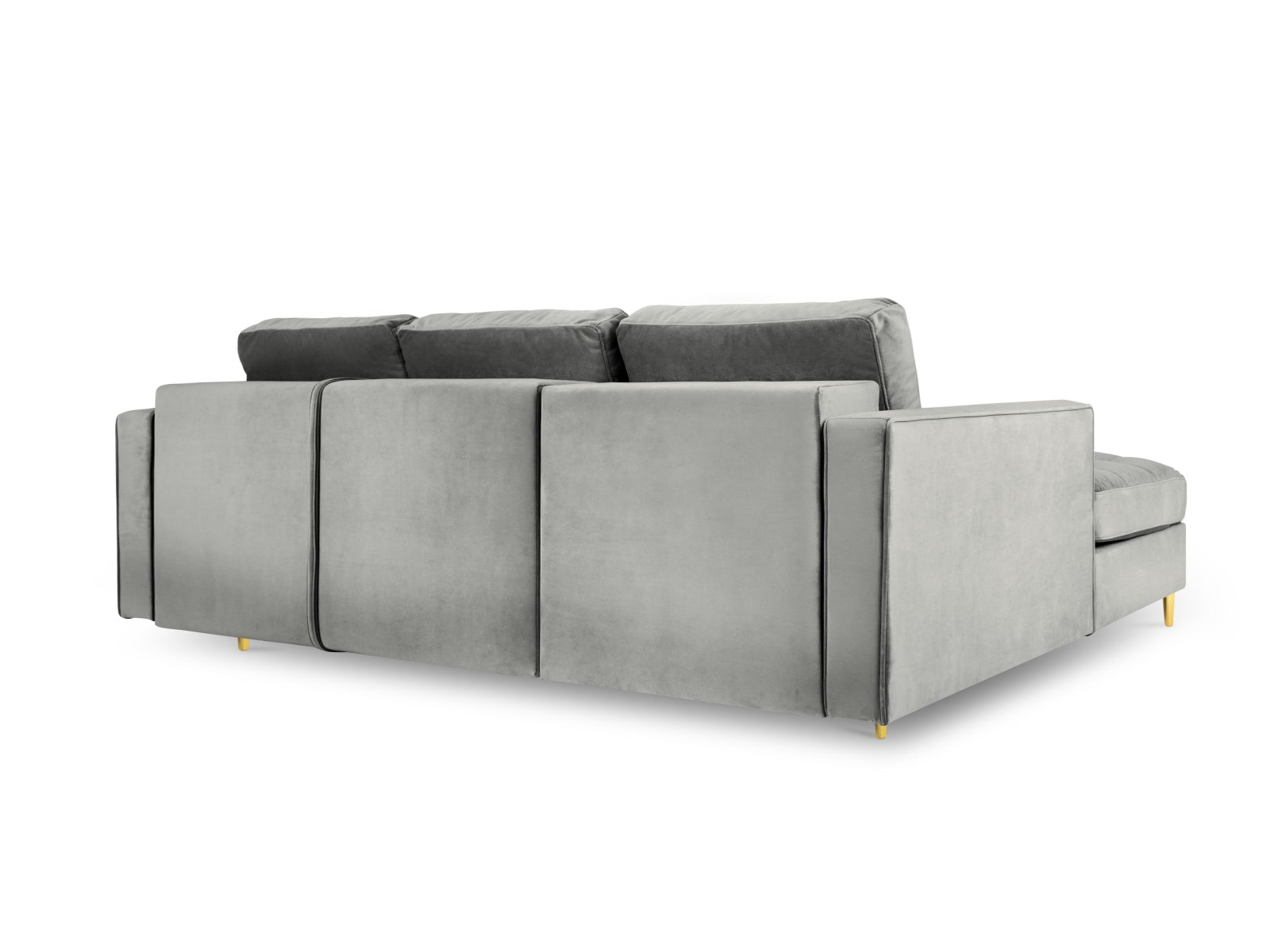 Modernes 5-Sitzer Ecksofa Aspen in elegantem Grau, ideal für gemütliche Abende, bietet praktische Schlaffunktion und Stauraum.