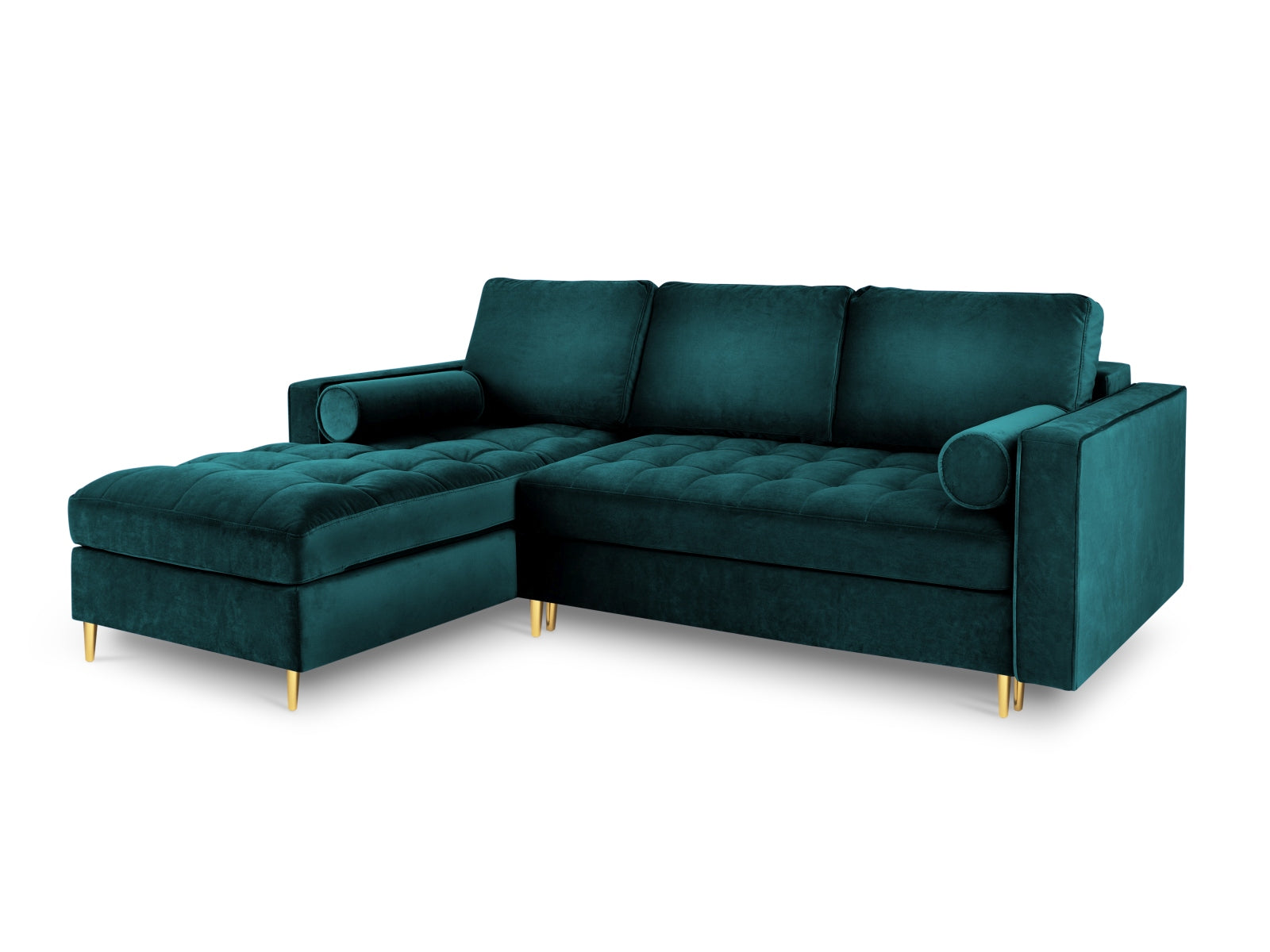 5-Sitzer Ecksofa links mit Schlaffunktion und Stauraum Aspen in Petrol-Salvador präsentiert im Onlineshop von KAQTU Design AG. Bettsofa links ist von Cosmopolitan Design