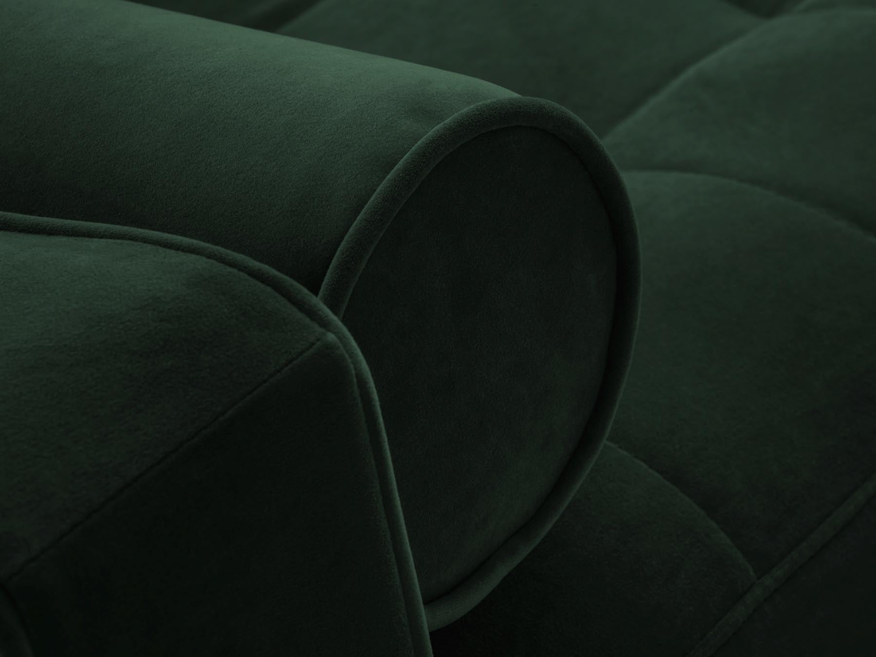 Elegantes 5-Sitzer Ecksofa links Aspen in stilvollem Flaschengrün, ideal für Wohnräume mit Schlaffunktion und praktischem Stauraum.