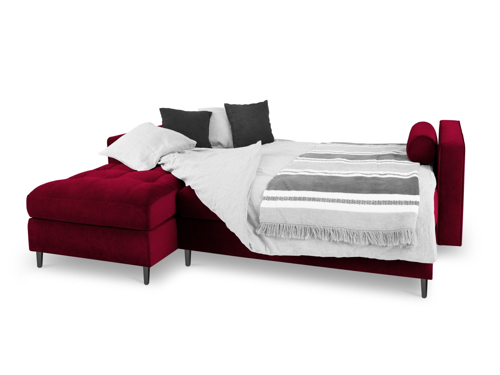 Elegantes 5-Sitzer Ecksofa links Aspen mit Schlaffunktion und praktischem Stauraum, ideal für stilvolle Wohnräume.