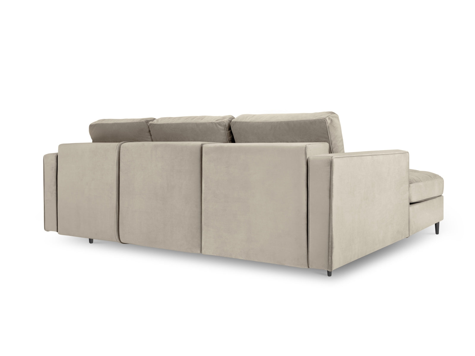Elegantes 5-Sitzer Ecksofa links Aspen in stilvollem Dunkelbeige, ideal für entspannte Abende und als praktisches Schlafsofa mit Stauraum.