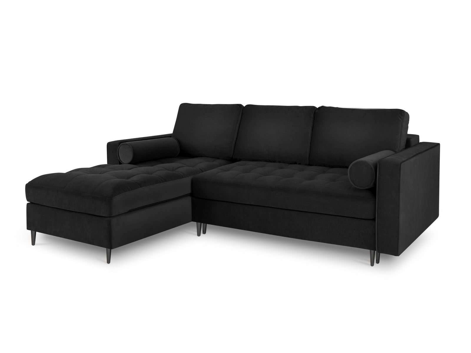 5-Sitzer Ecksofa links mit Schlaffunktion und Stauraum Aspen in Black-Salvador präsentiert im Onlineshop von KAQTU Design AG. Bettsofa links ist von Cosmopolitan Design