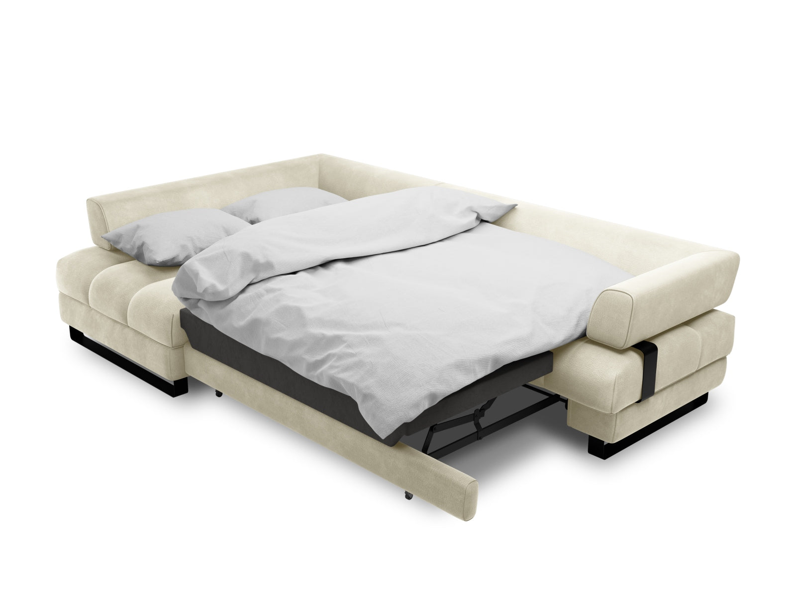 Erleben Sie das Clinton Velour Ecksofa von Cosmopolitan Design: stilvolles 5-Sitzer Sofa mit cleverer Schlaffunktion und praktischem Stauraum!