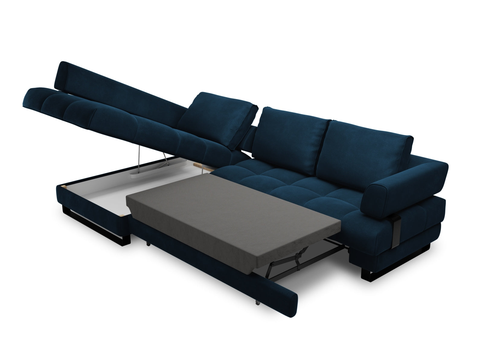 Entdecken Sie das Clinton Velour Ecksofa von Cosmopolitan Design: elegantes 5-Sitzer Sofa mit praktischer Schlaffunktion und grosszügigem Stauraum!