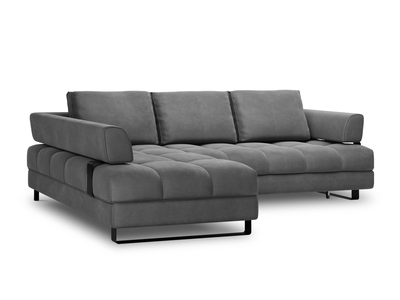 Erleben Sie das Clinton Velour Ecksofa von Cosmopolitan Design: stilvolles 5-Sitzer Sofa mit komfortabler Schlaffunktion und viel Stauraum!