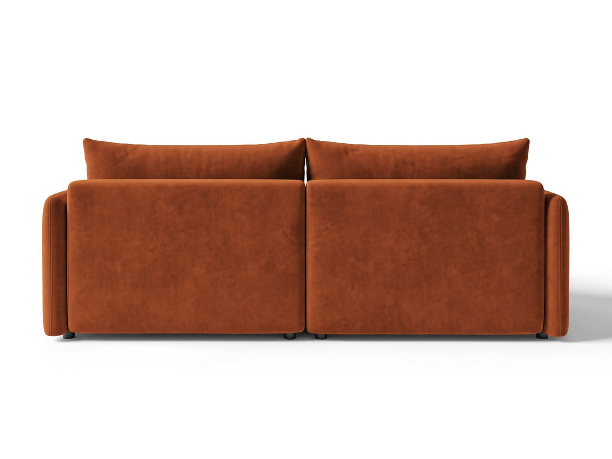 Monaco Ecksofa links mit Bettfunktion, Bluvel-Stoff, schwarze Beine, Récamière links