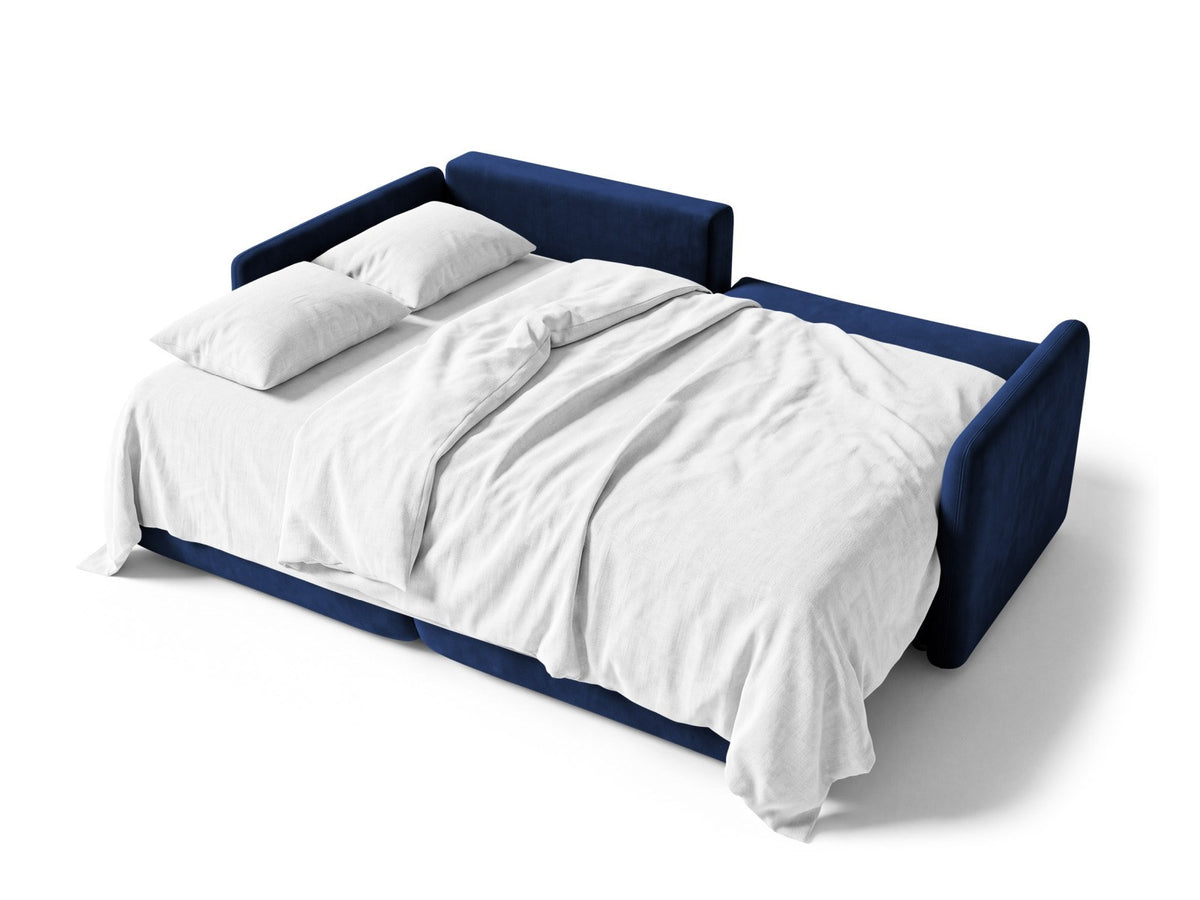 Monaco Ecksofa links mit Bettfunktion, Bluvel-Stoff, schwarze Beine, Récamière links