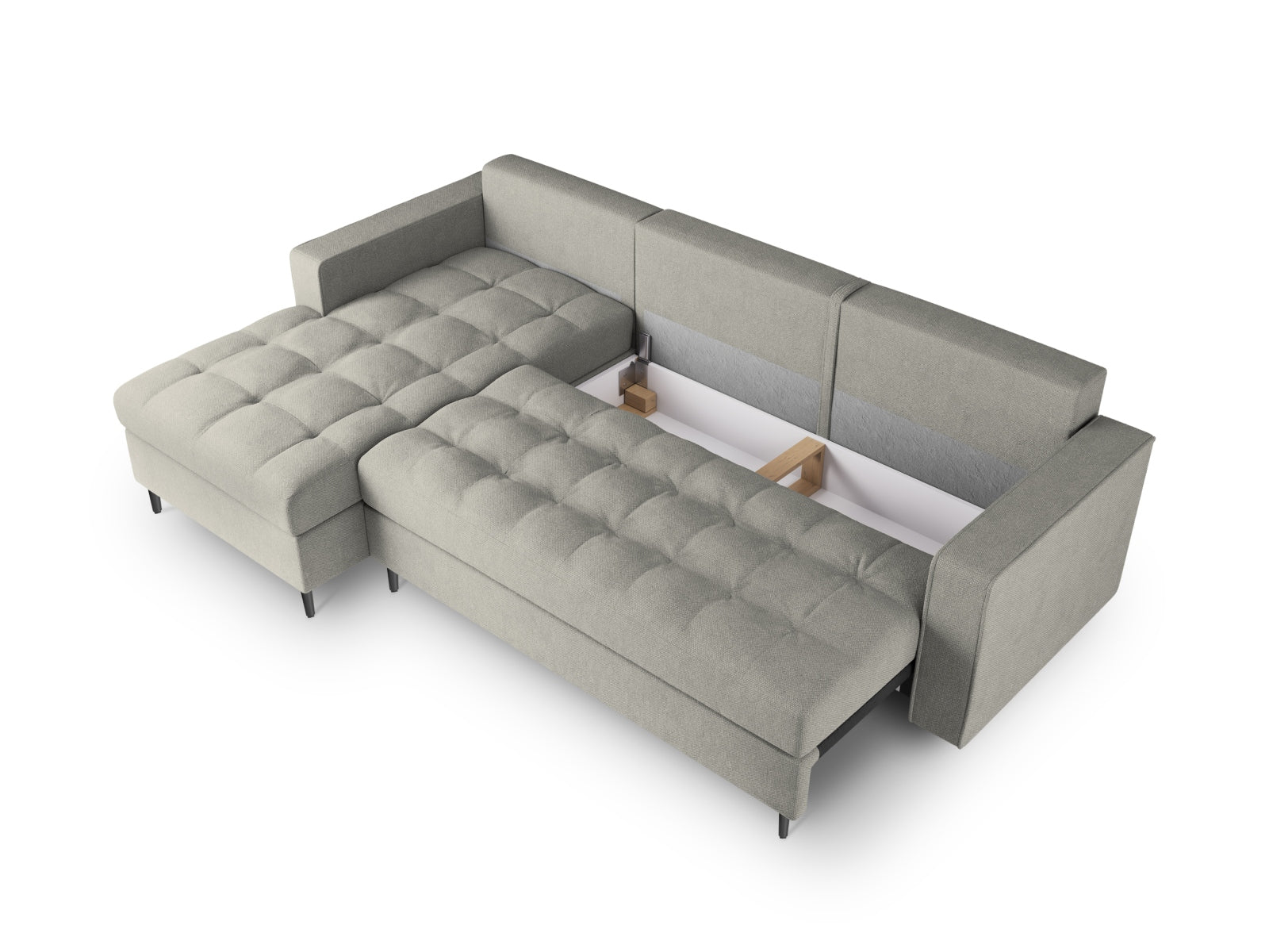 Stylisches 5-Sitzer Ecksofa links Aspen von Cosmopolitan Design, perfekt für gemütliche Abende, mit praktischer Schlaffunktion und integriertem Stauraum.