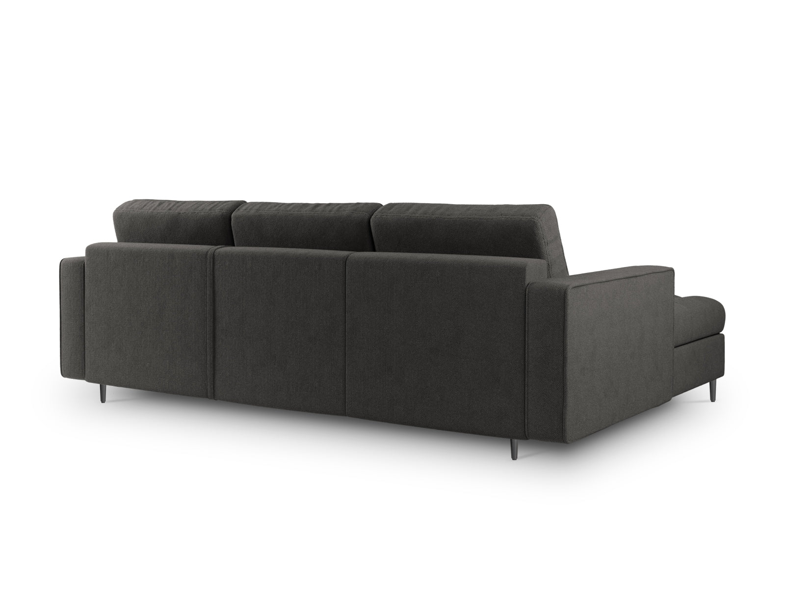 Elegantes 5-Sitzer Ecksofa links Aspen in Dunkelgrau, ideal für gemütliche Abende und als Schlafgelegenheit mit praktischem Stauraum.