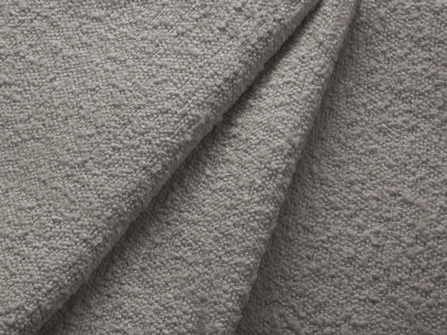 Stylisches Kyoto Boucle Ecksofa links in Grau mit Schlaffunktion und Stauraum, ideal für moderne Wohnräume und Gästeübernachtungen.